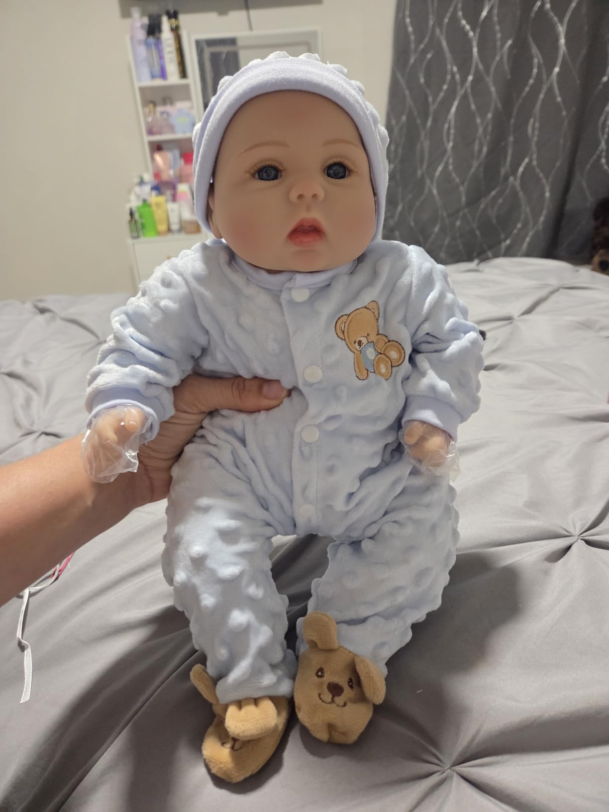 Milidool Reborn Baby Dolls Lifelike Girl Doll 18 inch Realistic Newborn Baby Doll Real Looking Silicone Baby Dolls Girl with Feeding Complete Accessories for 3+ Years Old Gifts customer photo 1
