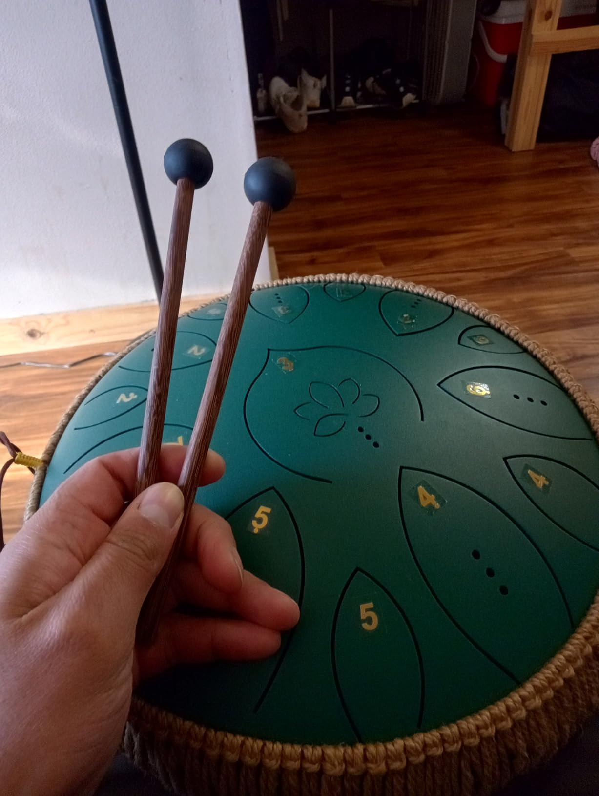 Steel Tongue Drum 13 Inches 15 Notes, Hand Pan Drums for Adults 440hz, C Major Handpan Musical Instrument with Song Book, Mallets and Carry Bag, Navy Blue customer photo 1