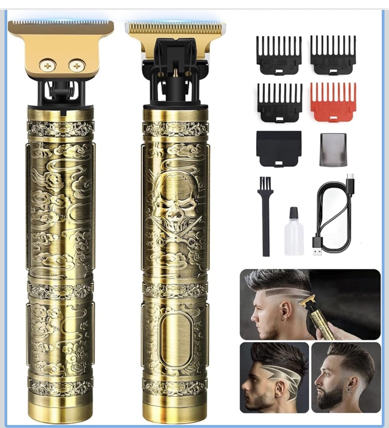 YOGINGO Professional Hair Trimmer for Men, Cordless Rechargeable Beard Trimmer Hair Clippers for Men, Metal Body Cutting Grooming Kit, Beard Shaver Barbershop, Bronze customer photo 1