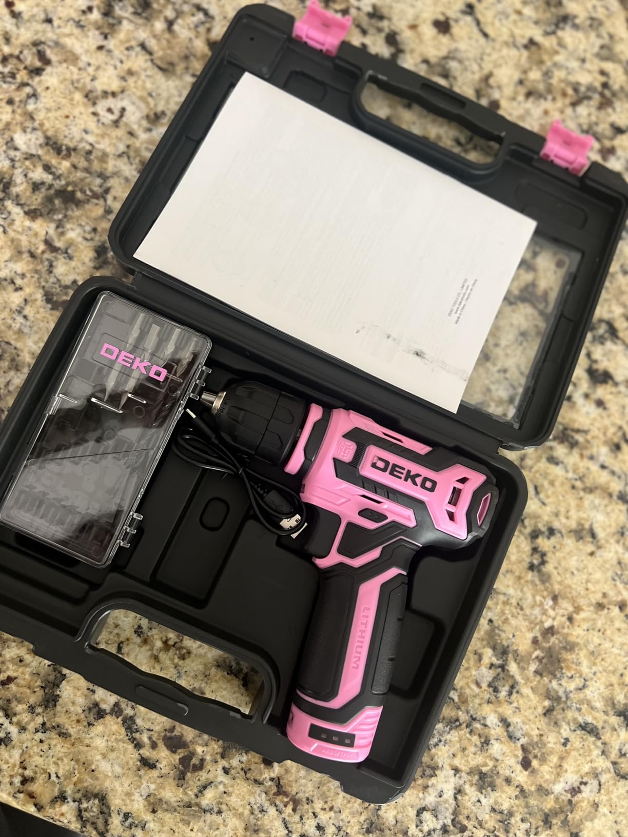 Cordless Drill: DEKO PRO 12V Power Battery Drill Set with Small Electric Drills and 3/8-inch Keyless Chuck with Portable Tool Set Gift Box customer photo 2