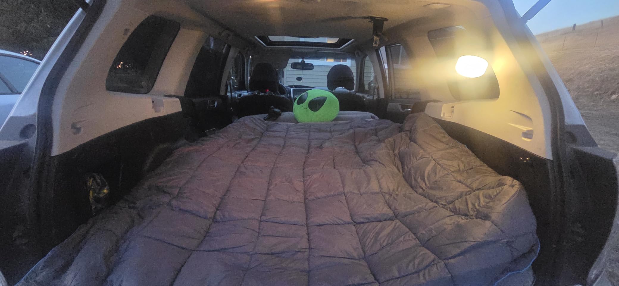 KMZ SUV Air Mattress Thickened and Double-Sided Flocking Travel Camping Bed with 2 Pillows & Electric Pump Dedicated Mobile Cushion Inflatable Bed for SUV Trunk and Rear Seat (Dark Gray) customer photo 1