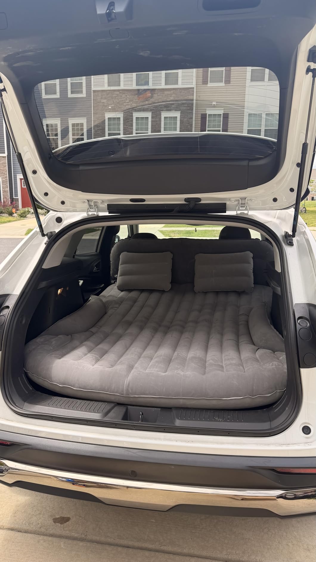 KMZ SUV Air Mattress Thickened and Double-Sided Flocking Travel Camping Bed with 2 Pillows & Electric Pump Dedicated Mobile Cushion Inflatable Bed for SUV Trunk and Rear Seat (Dark Gray) customer photo 2