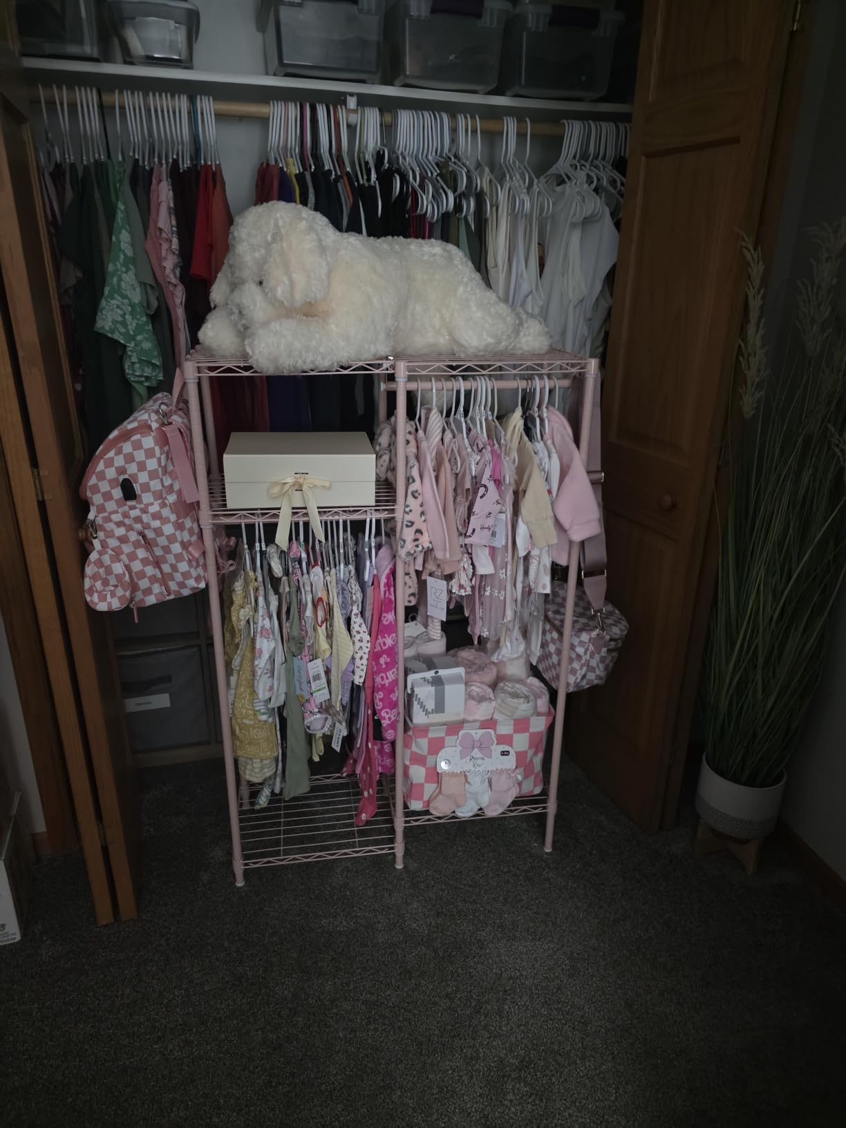 Ulif F1 Clothes Rack for Kids, Baby, Students, and Children's Room, 4 Tiers Portable Metal Closet Clothing Rack, Small Garment Rack with 2 Hanging Rod, 31.2