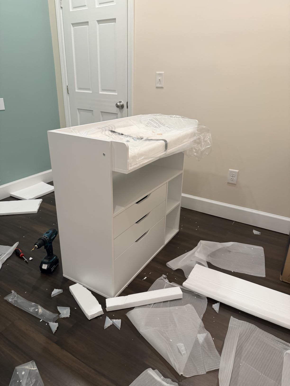 Pipleo Baby Changing Table Dresser with 3 Drawers and 3 Storage Shelves, Can be Used as a Baby Dresser with Changing Table Top, a Baby Changing Station, a Wood Diaper Changing Station (White) customer photo 1