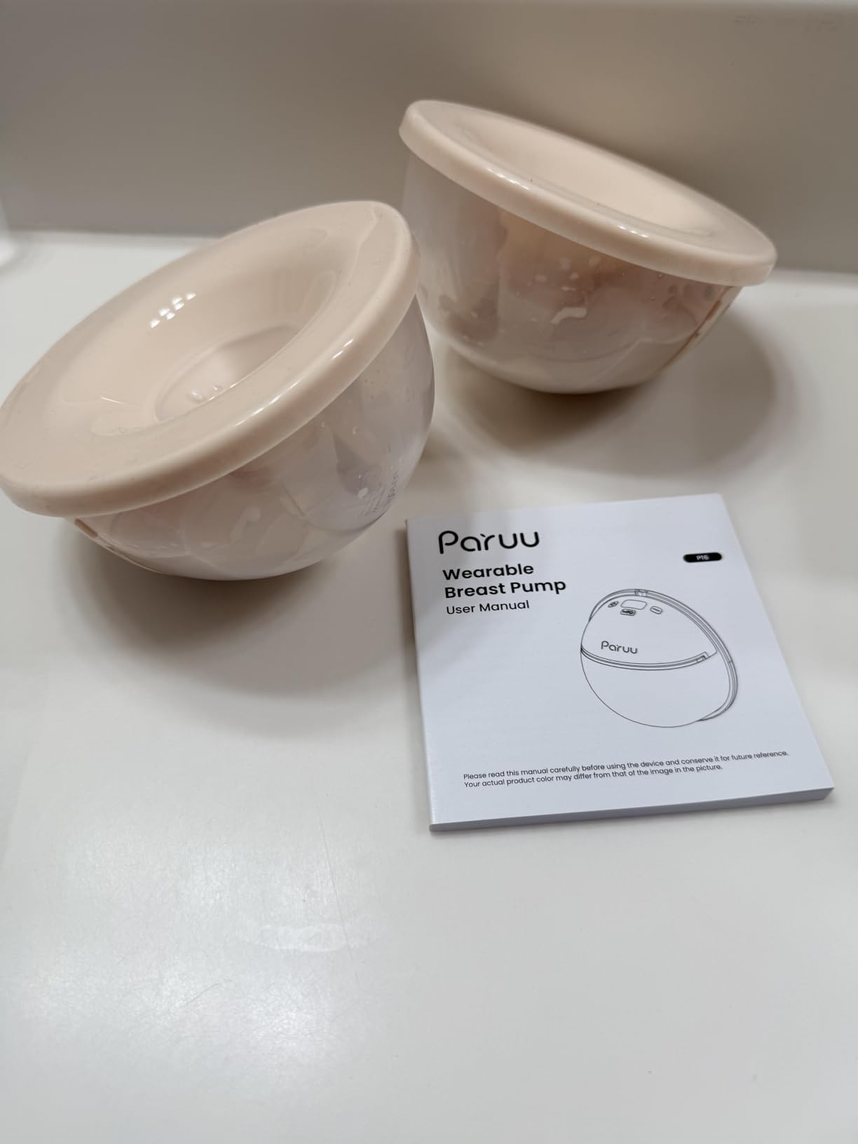 Paruu Hands Free Breast Pump P16, Wearable Breast Pump Electirc Portable with 4 Modes & 12 Levels, Max 309mmHg Strong Suction 19/21/24mm Flange Inserts Wearable Breastfeeding Pump, 2 Pack(Nude customer photo 1