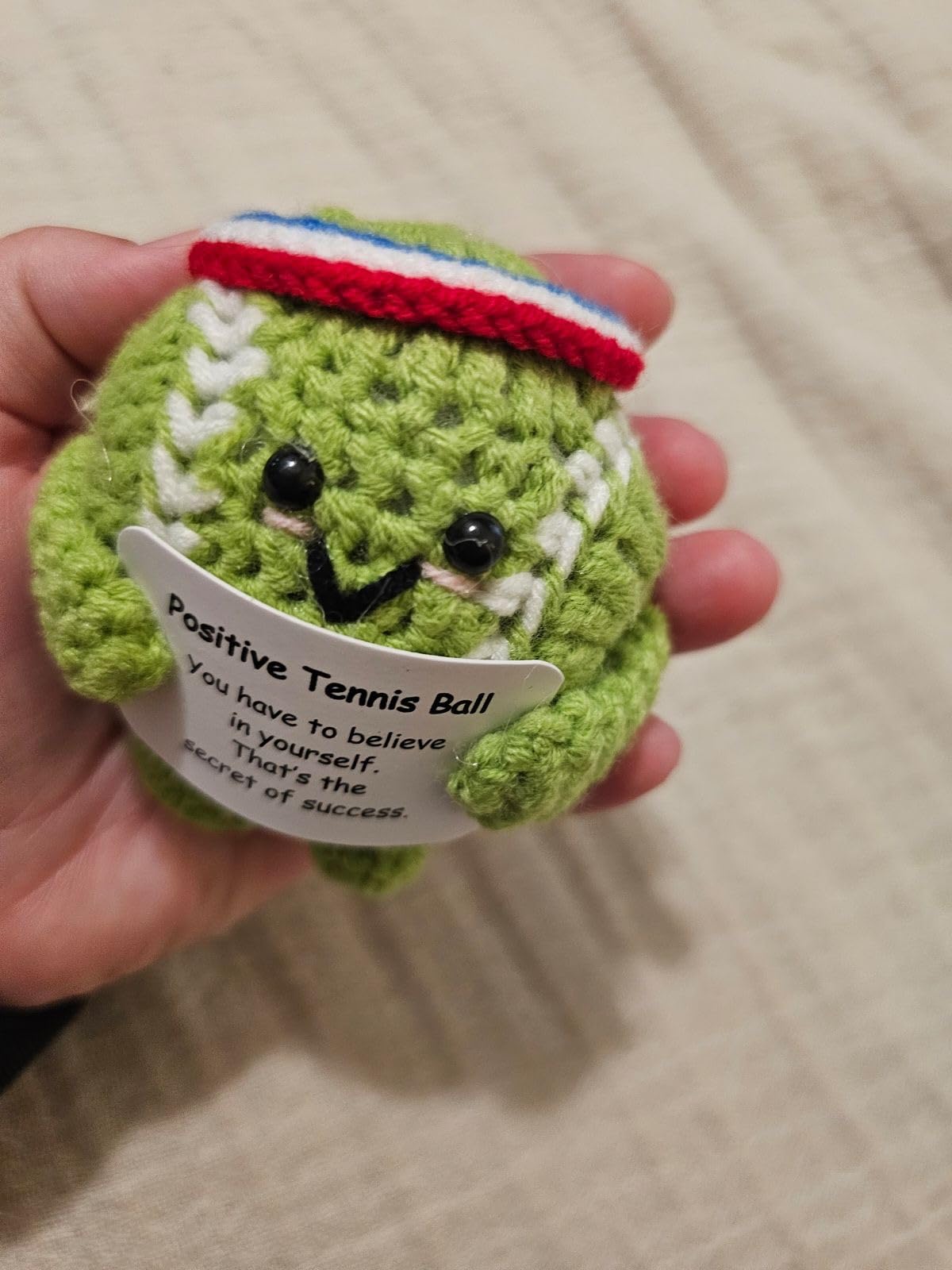 TOYMIS Positive Tennis Ball, Cute Funny Crochet Inspirational Tennis Ball customer photo 1