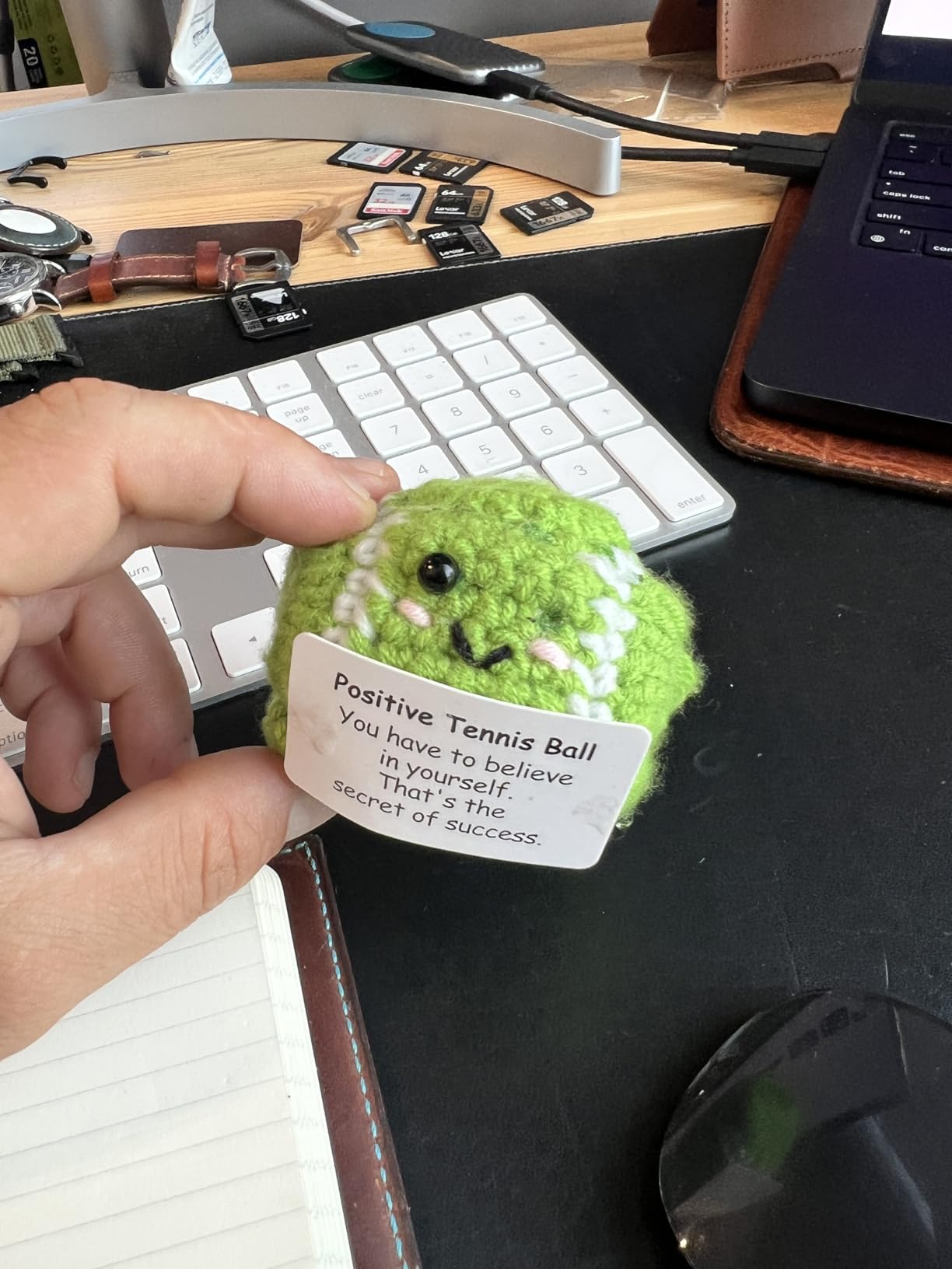 TOYMIS Positive Tennis Ball, Cute Funny Crochet Inspirational Tennis Ball customer photo 2