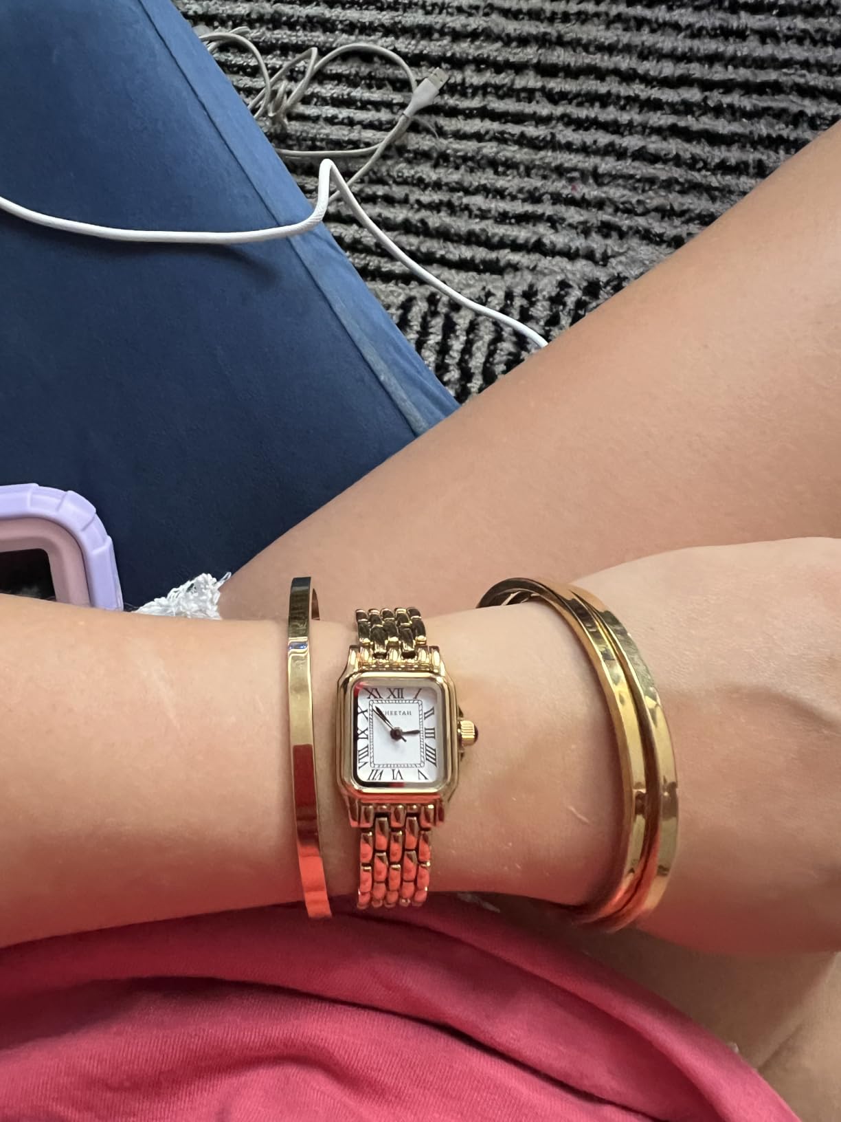 CHEETAH Gold Watches for Women with Small Vintage Bracelet, Rectangular Case Roman Dial customer photo 1