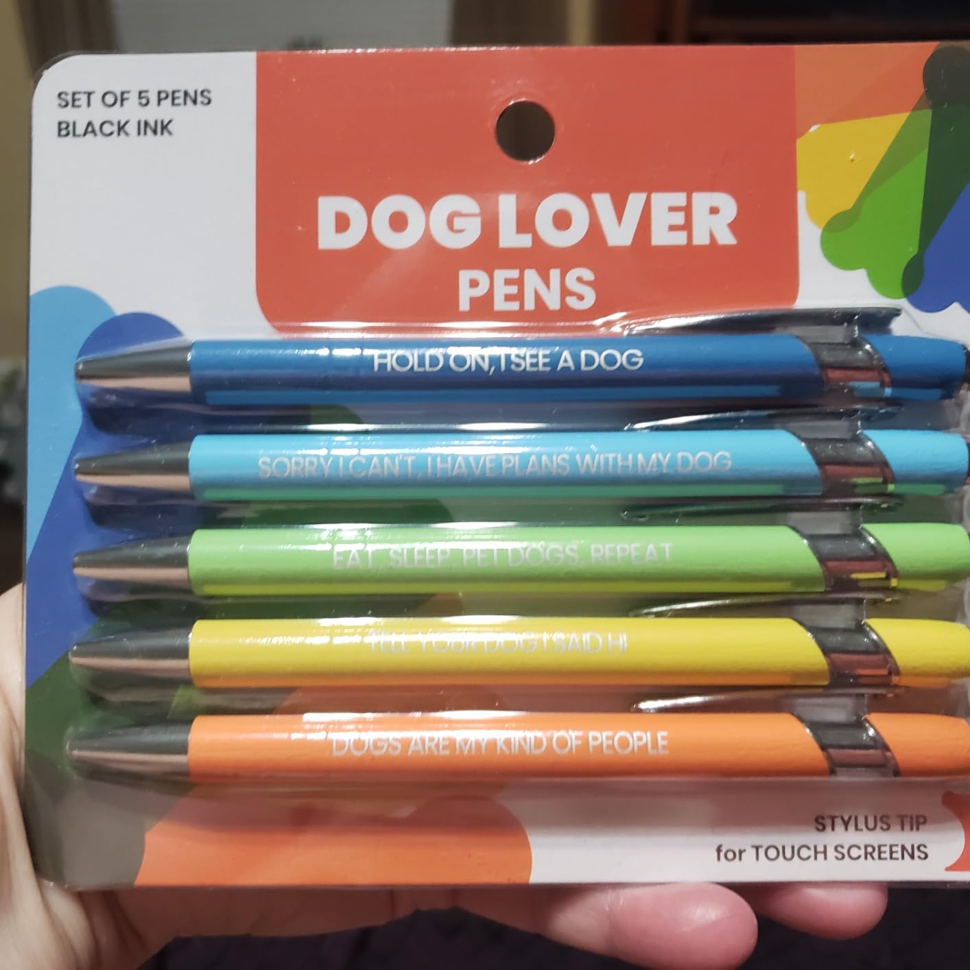 rubyloo Funny Dog Mom Gift Pen Set, 5 Black Ink Ballpoint Pens, Stylus Tip customer photo 2