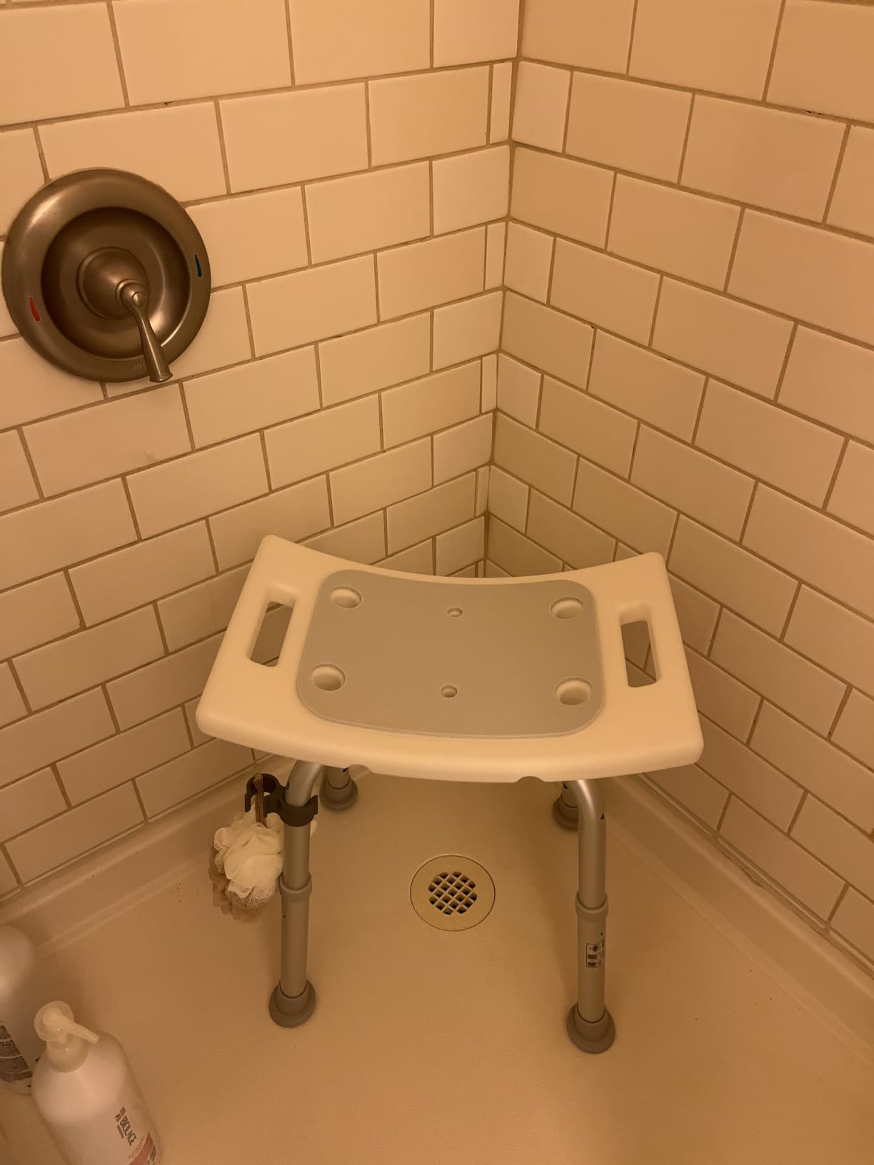 HOMLAND Shower Chair for Inside Shower, Adjustable Height Shower Stool | Shower Seat for Inside Tub Bathroom Bench Bath Chair for Elderly and Disabled, Lightweight Aluminum Frame - Light Blue customer photo 1