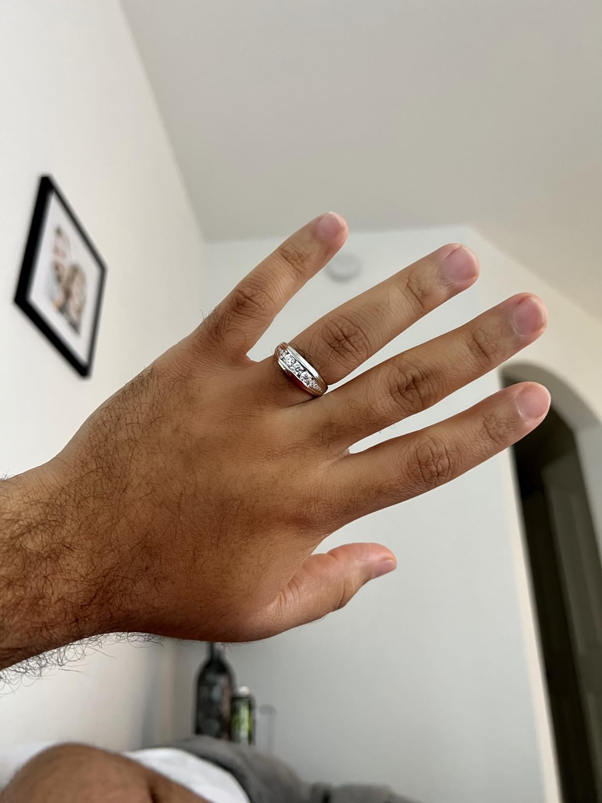 Three Stone Anniversary Wedding Band Channel Set Ring for Men, 1.00 CT customer photo 2
