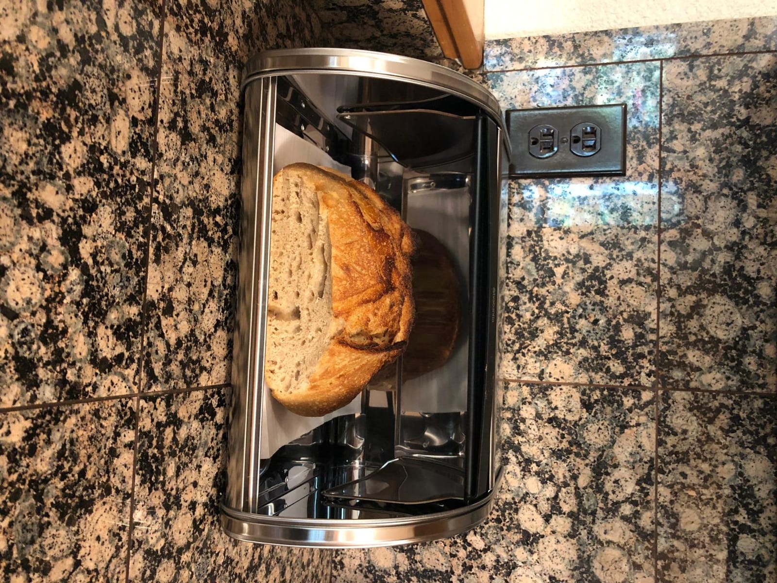 Brabantia Roll Top Bread Box | Large | White | Metal Front Opening Bread Store for Kitchen Countertop | Partly Flat Top for Extra Storage, Magnet Closing Lid | Fits 2 Loaves customer photo 1