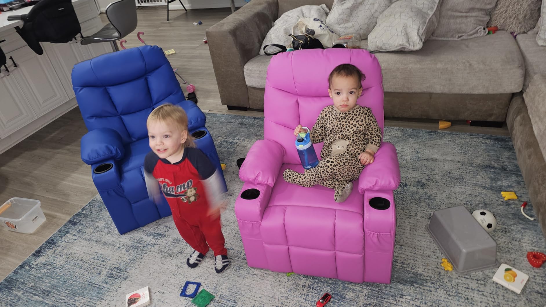 Kids Recliner Chair PU Leather Toddler Big Reclining Sofa Lounge Ages 3-12 customer photo 1
