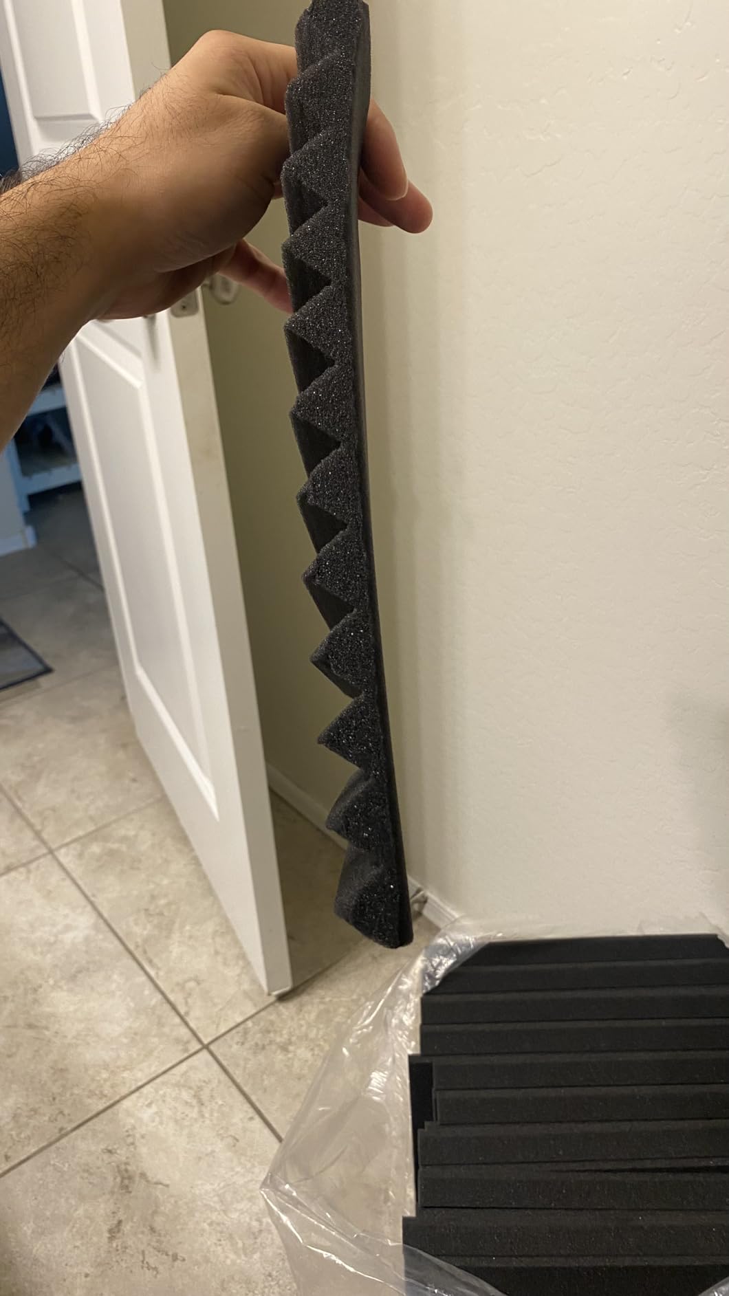 Knightsacoustic 96 Pack Sound Proof Foam Panels for Walls, 1 X 12 X 12 Inches Acoustic Foam Panels, High Density Acoustic Panels Sound Absorbing, Black Noise Cancelling Studio Wedges(NOT ADHESIVE) customer photo 2