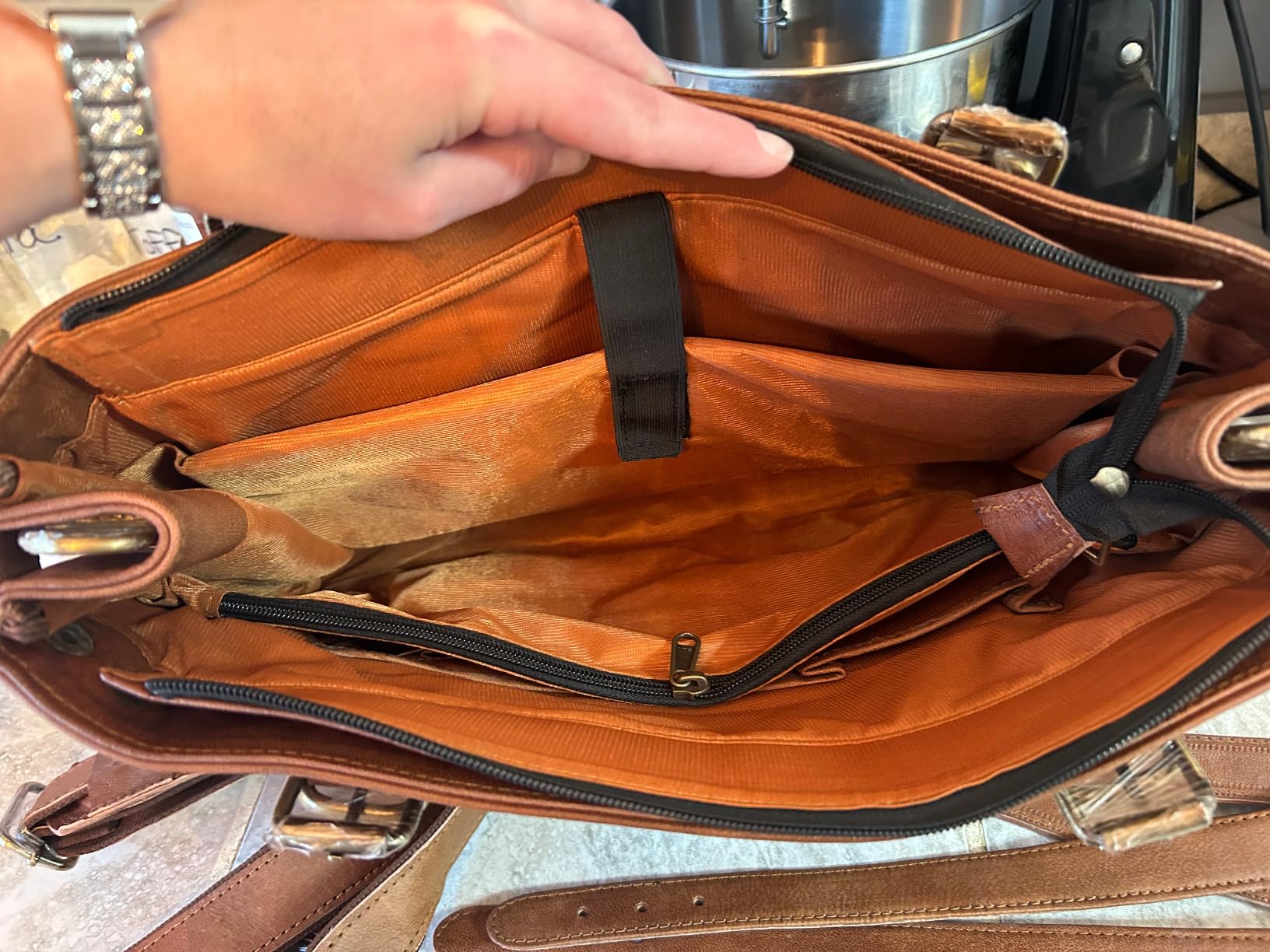 Genuine Leather Laptop Bag for Women - Large Brown Work Tote, Messenger Bag, and Briefcase with Laptop Compartment & Zipper customer photo 2