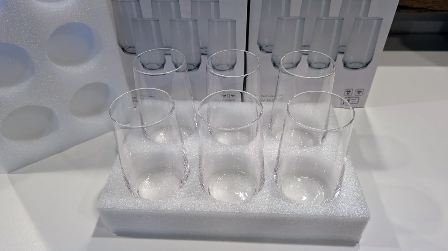 Wlasss Drinking Glasses Set of 6, 16.4 oz Crystal Water Glasses,Tall Glass Cups,Highball Glass for Cocktail,Juice,Mojito,Iced Tea,Kitchen and Bar Glassware,Gifts for Christmas customer photo 2