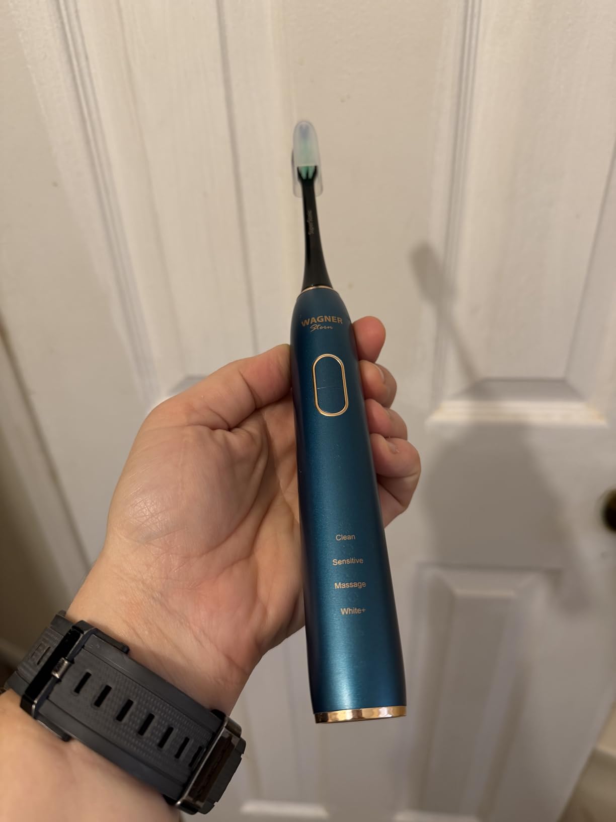 Wagner Stern IntelliBrush Series Whitening Electric Toothbrush with Pressure Sensor. Offers 4 Brushing Modes, 3 intensities, 8 Soft Brush Heads, and a Luxury Travel case. customer photo 2
