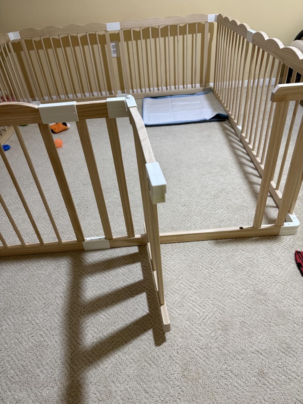 Wooden Baby Playpen 98x65x24In Adjustable Play Yard with Lock Gate customer photo 1