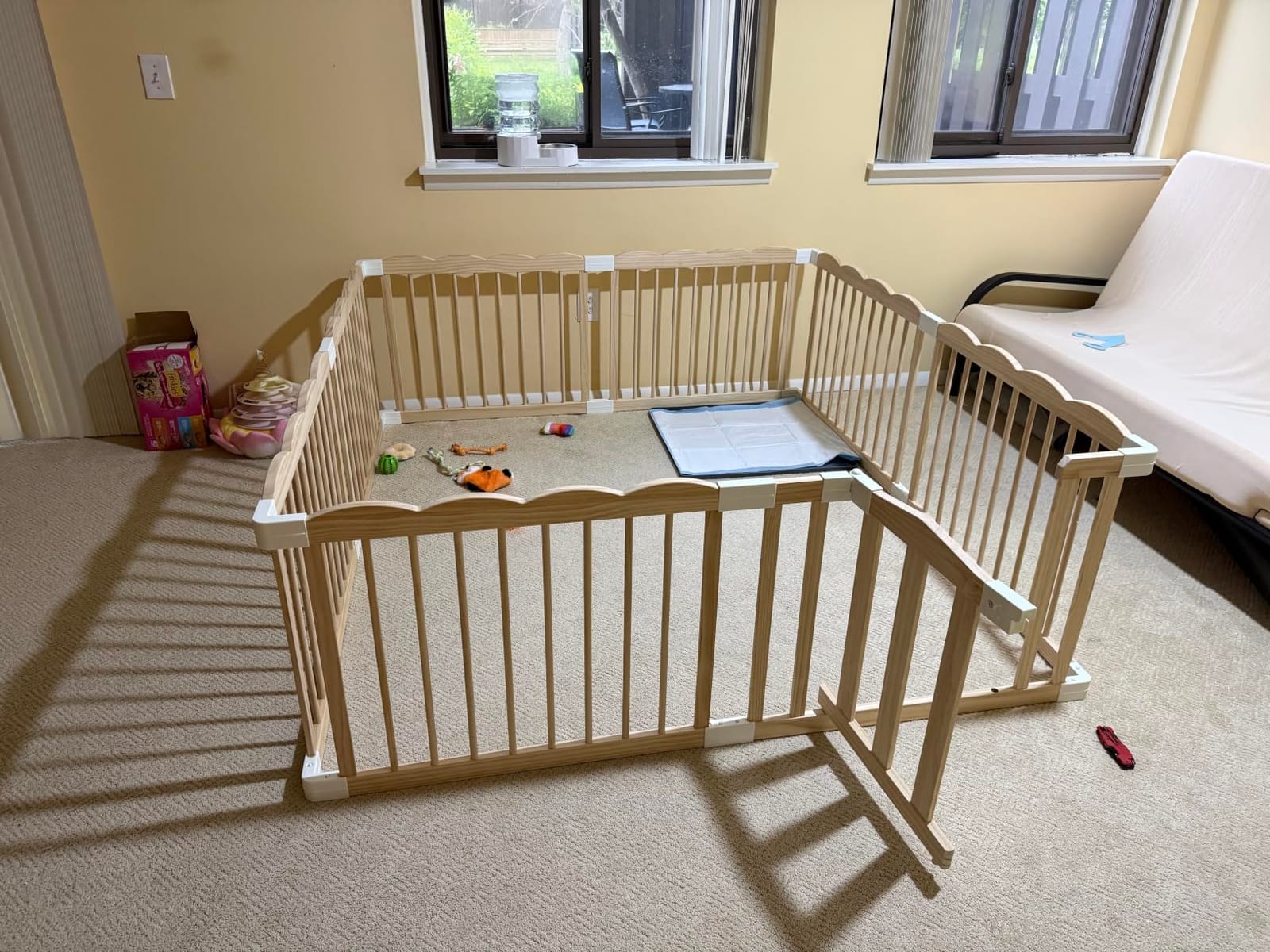 Wooden Baby Playpen 98x65x24In Adjustable Play Yard with Lock Gate customer photo 2