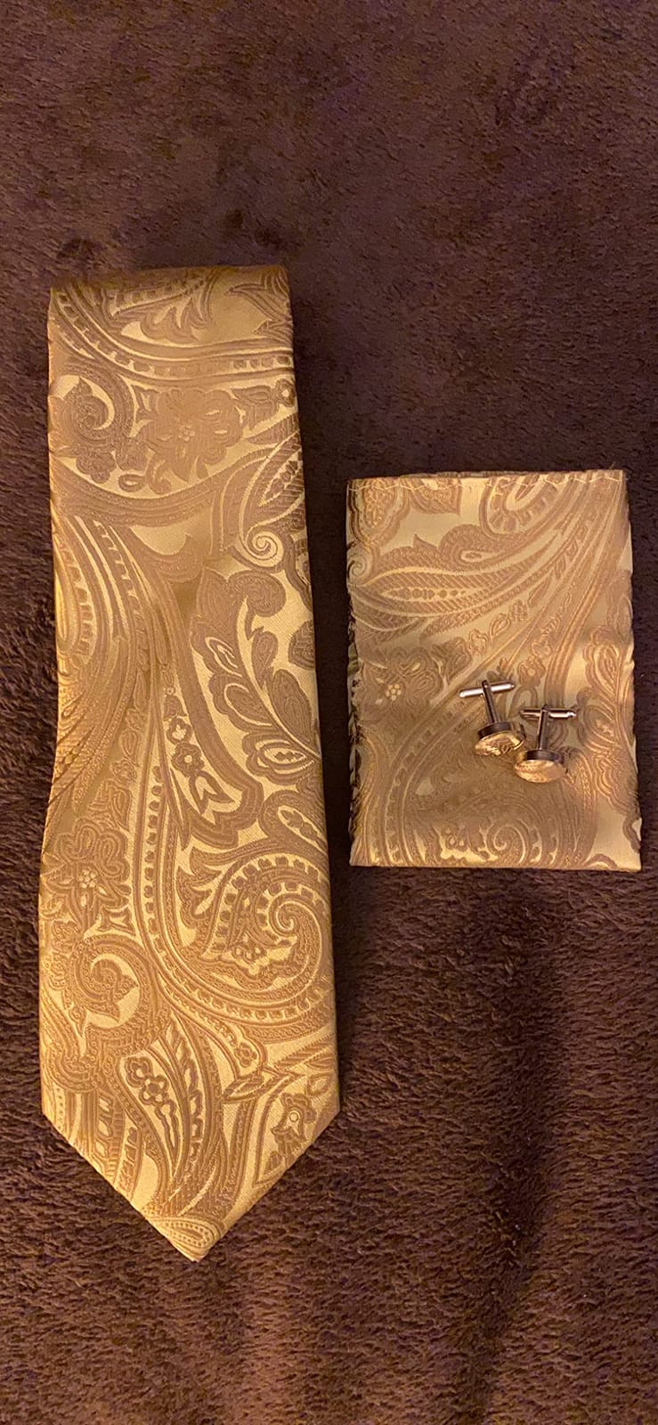 Barry.Wang Mens Tie Set Paisley Silk Necktie with Pocket Square Cufflinks customer photo 1