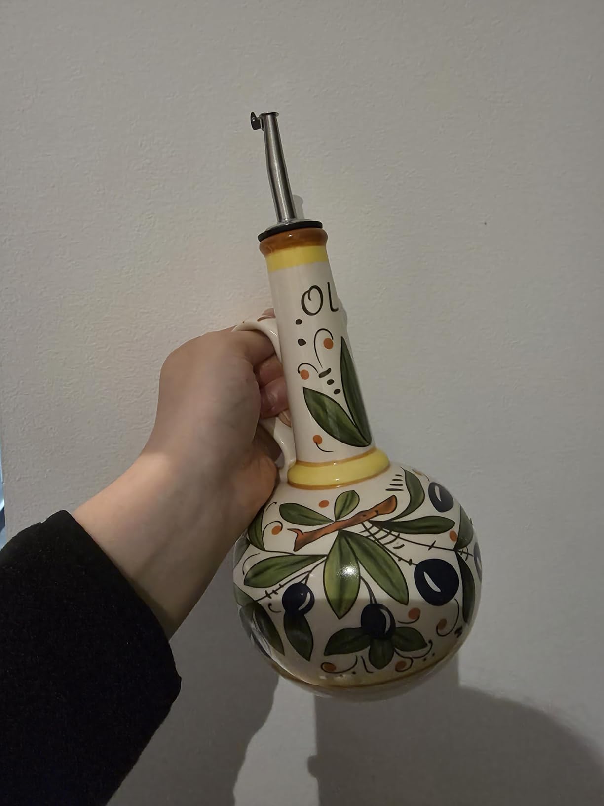18 oz Ceramic Olive Oil Dispenser Bottle for Kitchen, Large Capacity Oli and Vinegar Cruet with Stainless Steel Spout, 540 ml Oil Container with Handle for Cooking Preventing, Vinegar Cruet customer photo 2