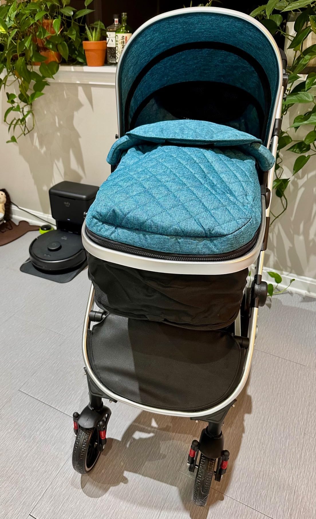 Baby Stroller, 2-in-1 Reversible Toddler Seat with Lie-Flat Mode, Foldable Infant Stroller with Canopy, One Button Brake, Adjustable Handle, Newborn Pushchair (Black B) customer photo 1