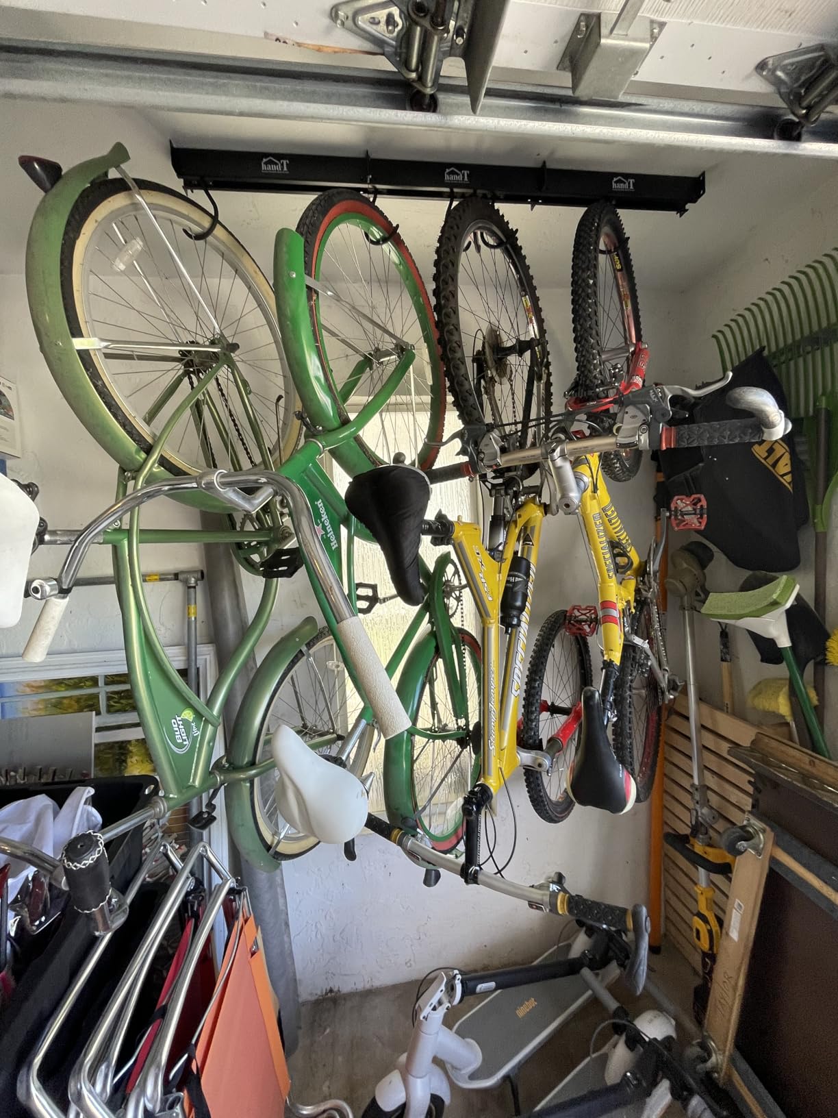 USA Based Ceiling Bike Rack Garage Storage Mount, Bicycle Hanger For Up To 6 Bikes, Sliding 51