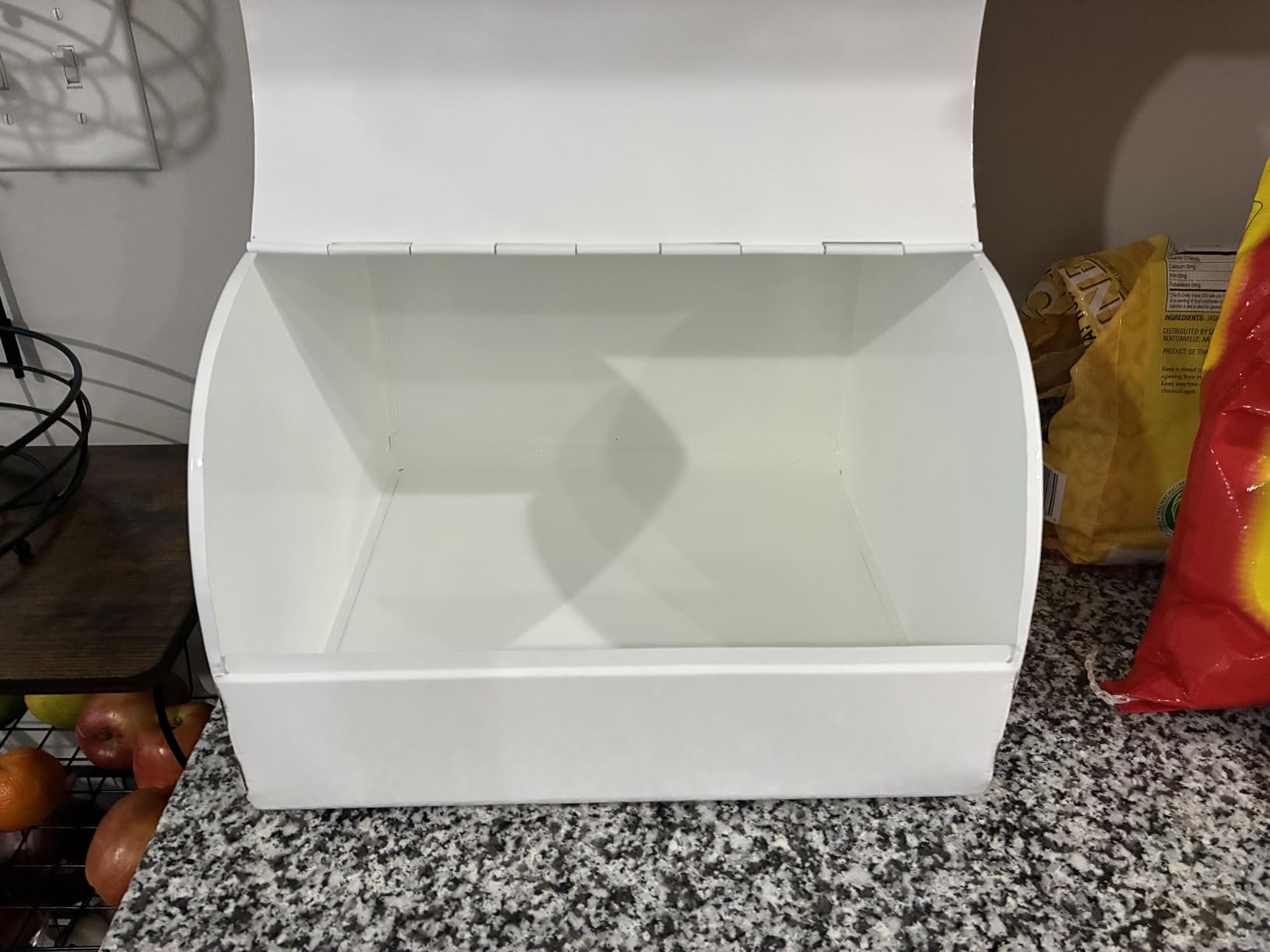 AuldHome Design Large White Bread Box; Farmhouse Enamelware Vintage Style Family Size Countertop Bread Bin customer photo 2