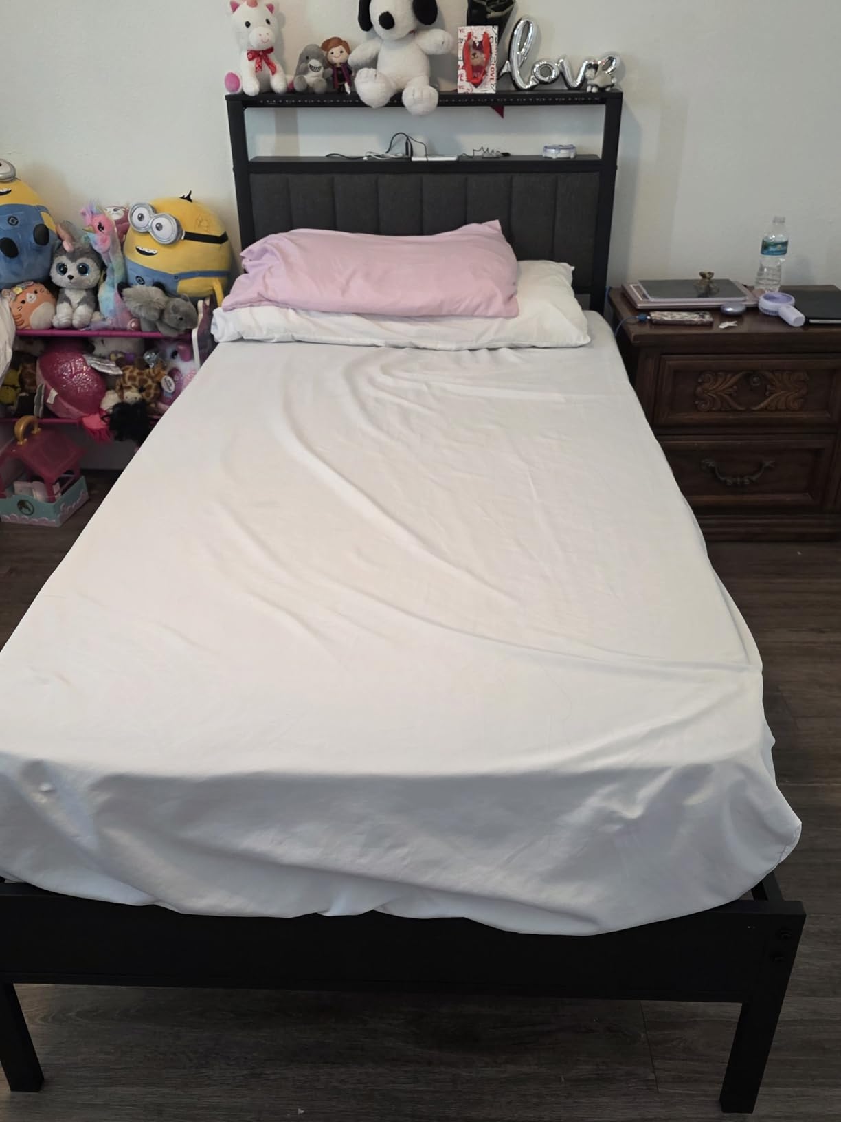 Furnulem Twin Bed Frames with Storage Drawers and Upholstered Headboard customer photo 1