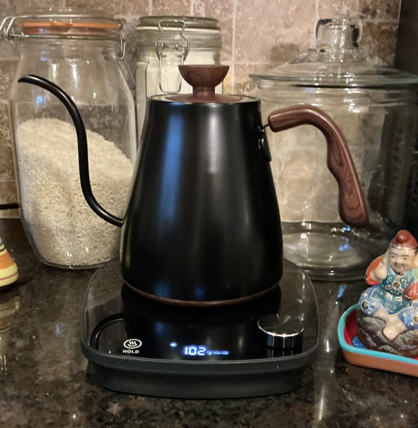 Gooseneck Electric Kettle, Intelligent Temperature Control, Stainless Steel Inner, Quick Heating, for Pour Over Coffee, Brew Tea, Boil Hot Water, 1000W 0.9L Black customer photo 1