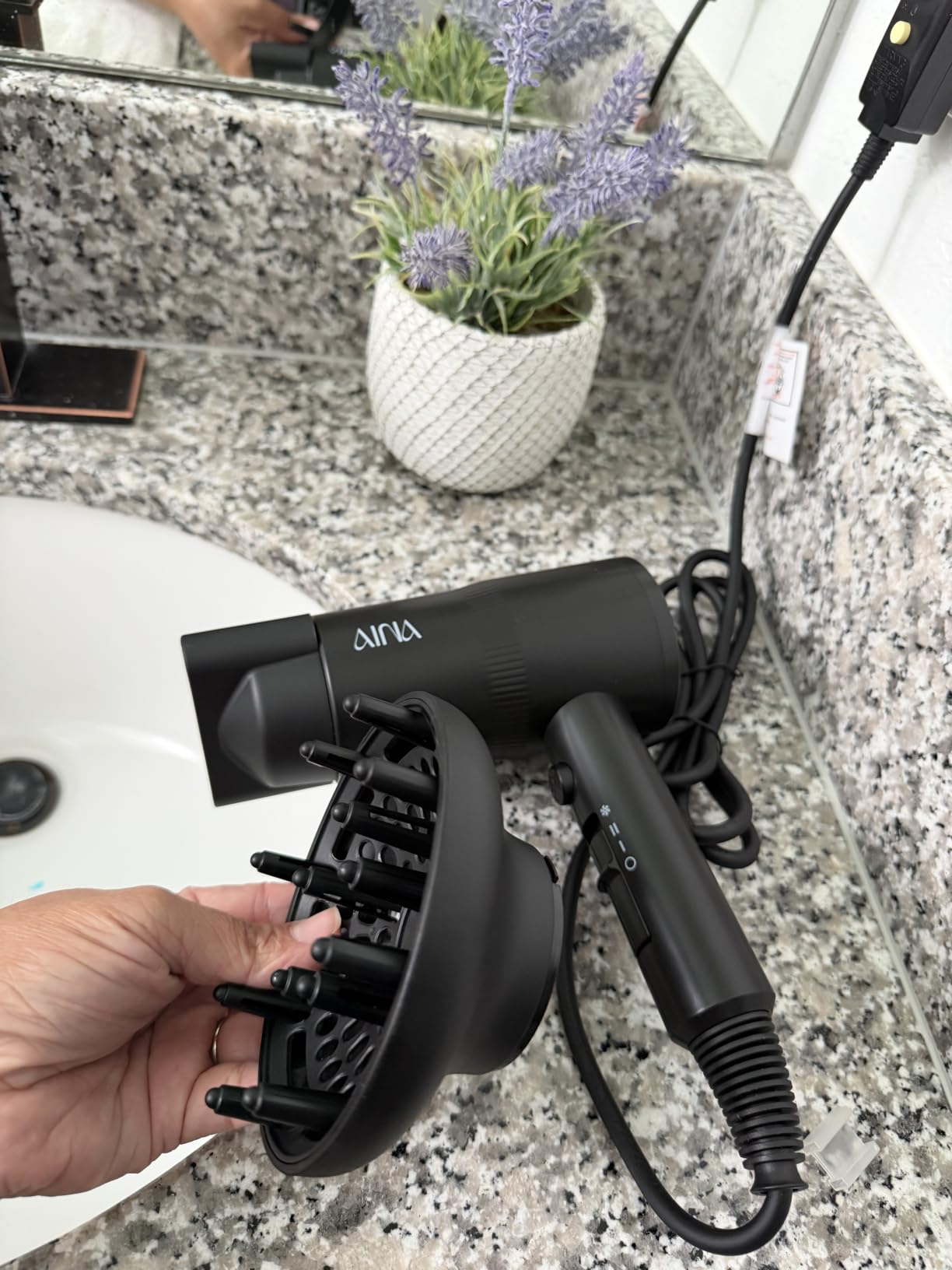 AINA Diffuser Hair Dryer Full-Featured Blow Dryer 110V/1600W(Babe Pink) customer photo 2