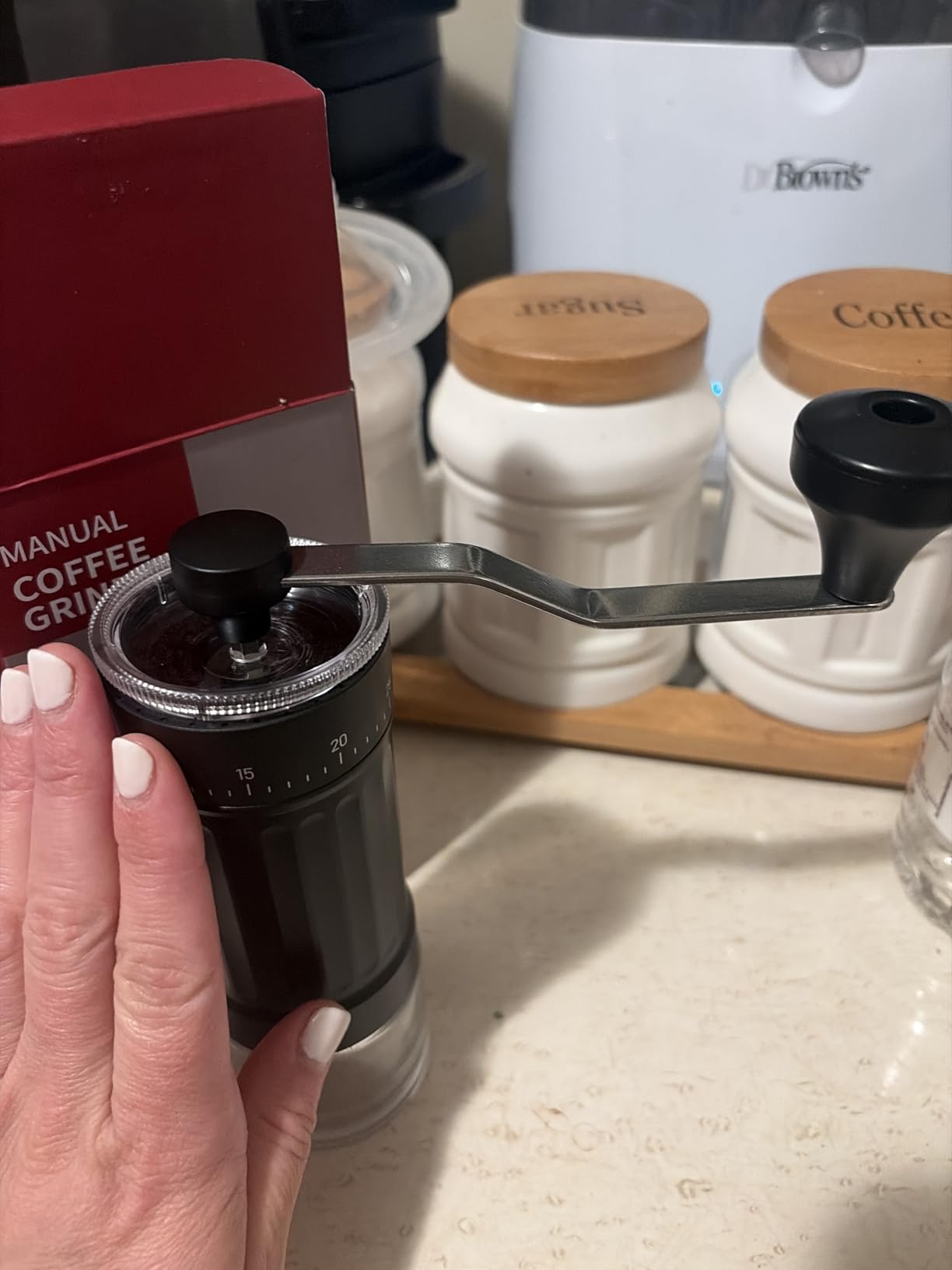 CEVING Mini Manual Coffee Grinder With 40 Adjustable Settings, Black | Portable Hand Coffee Bean Mill with Ceramic Conical Burrs, 30g Capacity, Ideal for Travel, Camping, French Press, Pour Over customer photo 2