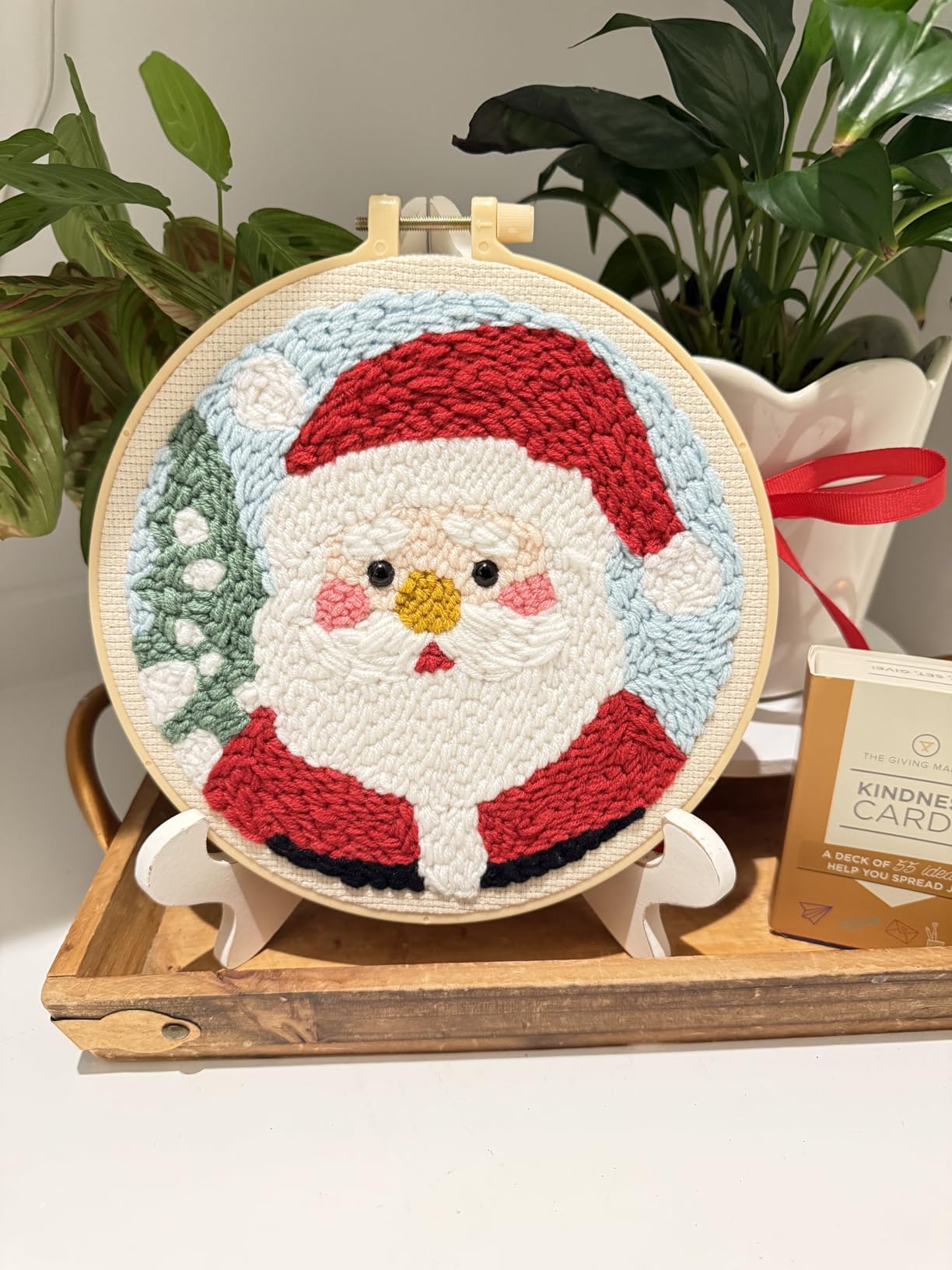 DIY Punch Needle Kits Santa Claus with Hoop 20x20cm-9 customer photo 1