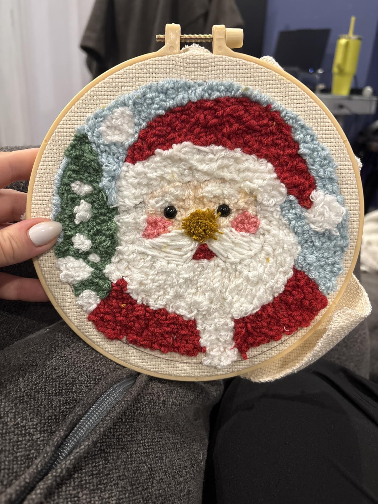DIY Punch Needle Kits Santa Claus with Hoop 20x20cm-9 customer photo 2