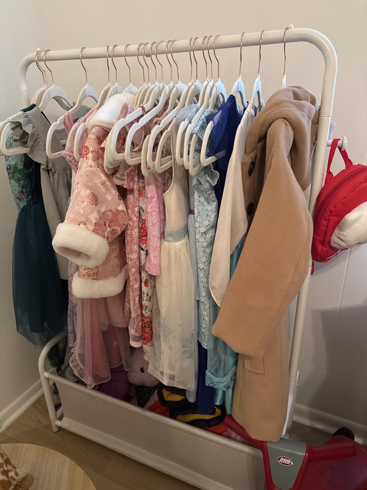 Kids Clothing Rack with Storage Shelf, Kids Dress Up Storage customer photo 2