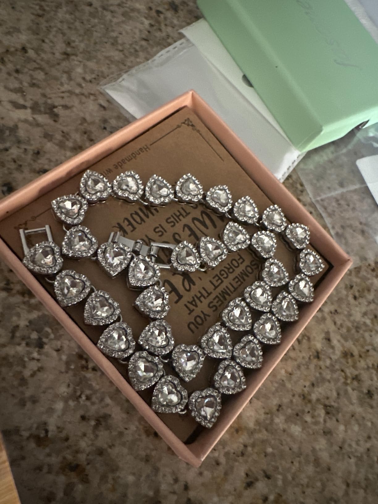 fasone Rhinestone Hearts Necklace, Iced Out Hearts Jewelry,Silver Tennis Necklace For Women,Tennis Necklaces For Women, Heart Tennis Necklace customer photo 2