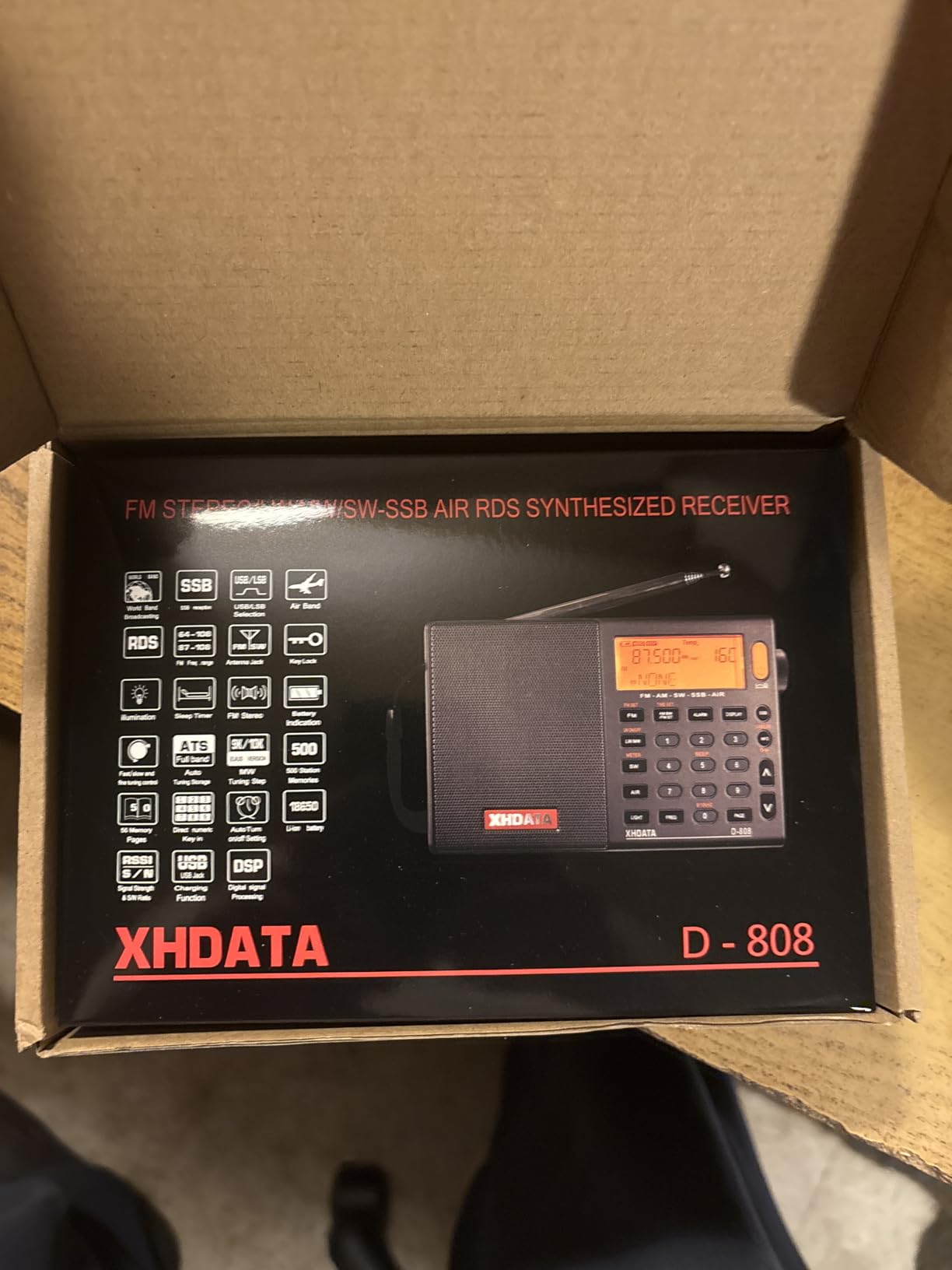 XHDATA D808 Portable AM FM SW LW Air Band Radio SSB RDS Multi Band Radio Speaker with LCD Display Alarm Clock External Antenna (Grey) customer photo 1
