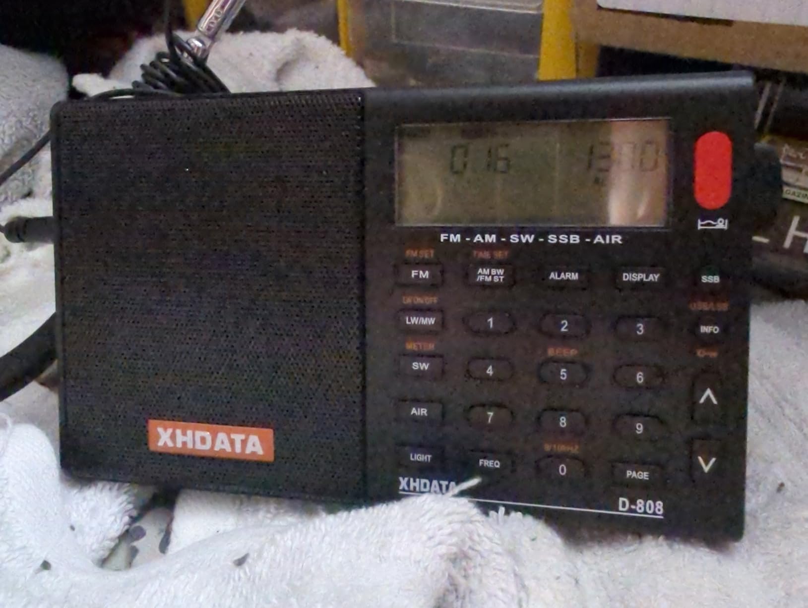 XHDATA D808 Portable AM FM SW LW Air Band Radio SSB RDS Multi Band Radio Speaker with LCD Display Alarm Clock External Antenna (Grey) customer photo 2
