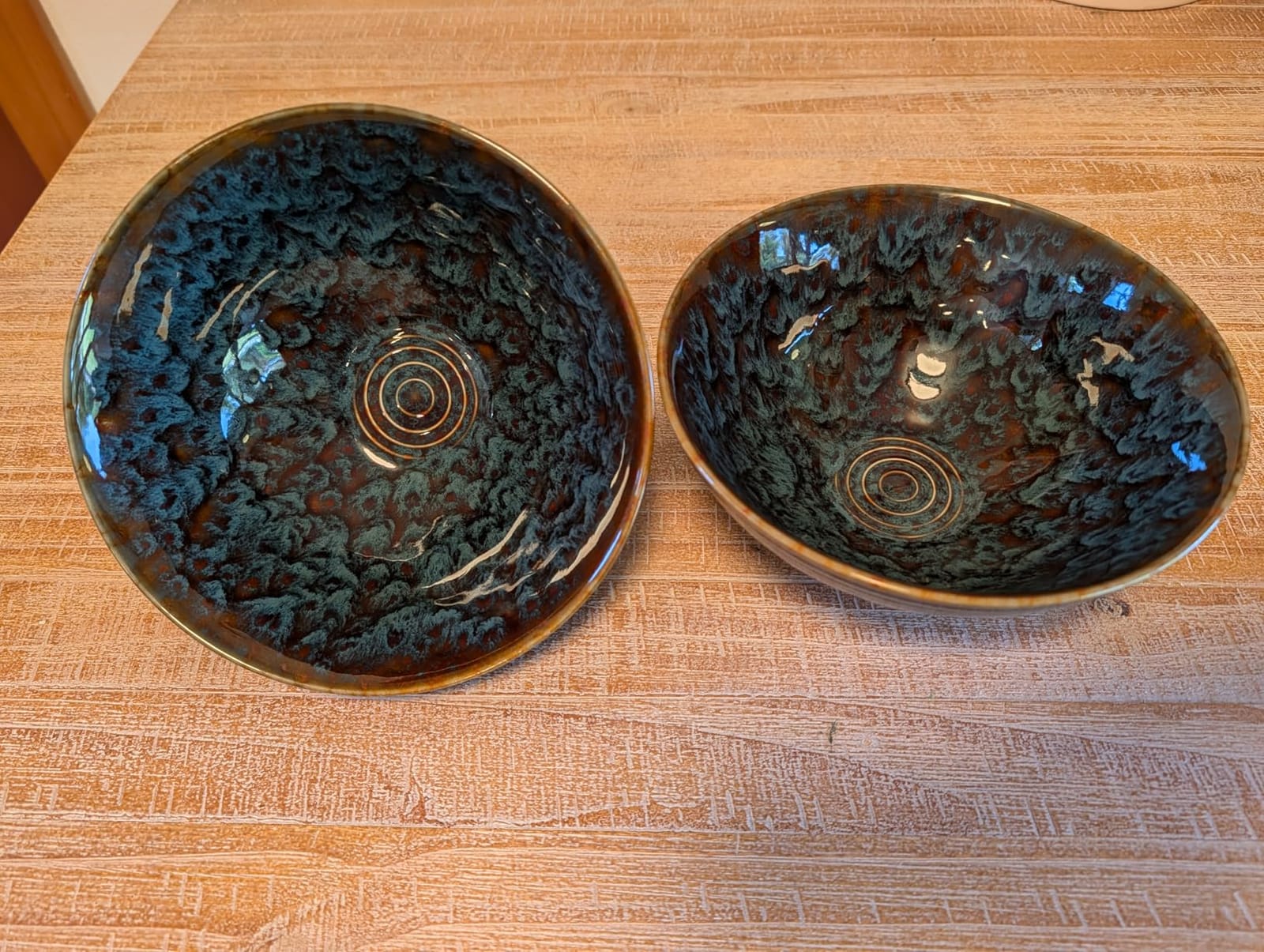 Ceramic Japanese Ramen Bowl Set, 2 Sets Asian Pho Udon Soup Noodle Bowls with Spoons and Chopsticks (Peacock Green, 8 inches) customer photo 2