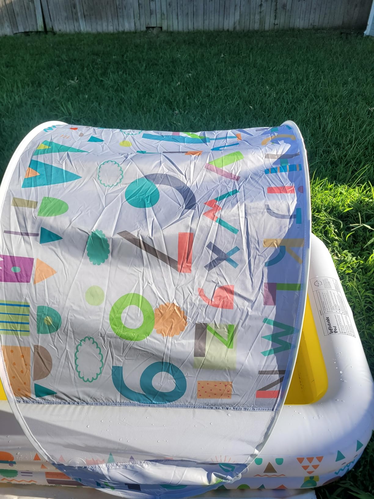 QPAU Kiddie Pool with Canopy, Inflatable Design, 65 x 39 in, Blue customer photo 1