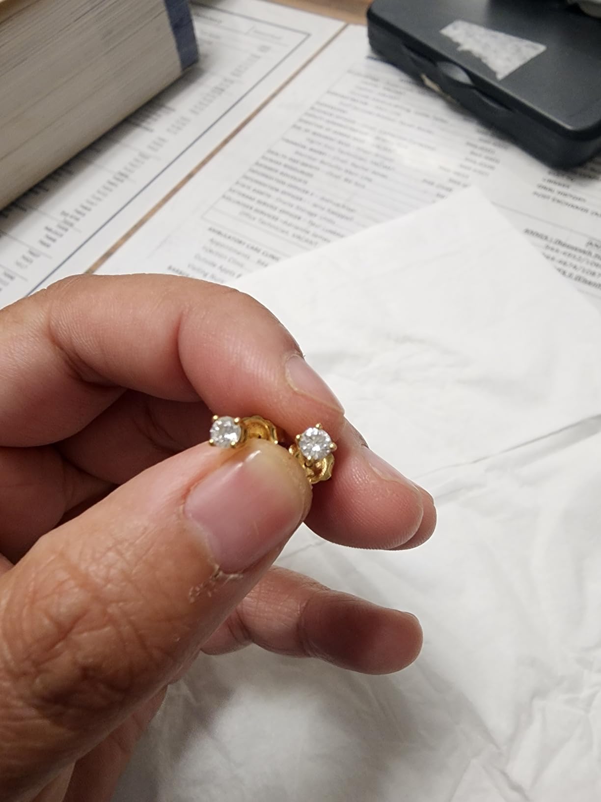 Gilded Lab-Grown Diamond Stud Earrings | 925 Sterling Silver Studs and 14KT Gold 925 Plated Silver | Hypoallergenic Fine Jewelry | 4-Prong Basket, Push Back Nut | Round Cut, SI1 Clarity, F Color | 1/10,1/5,1/4,1/3,3/8,1/2,3/4,7/8,1,1 1/2 ct tw customer photo 1