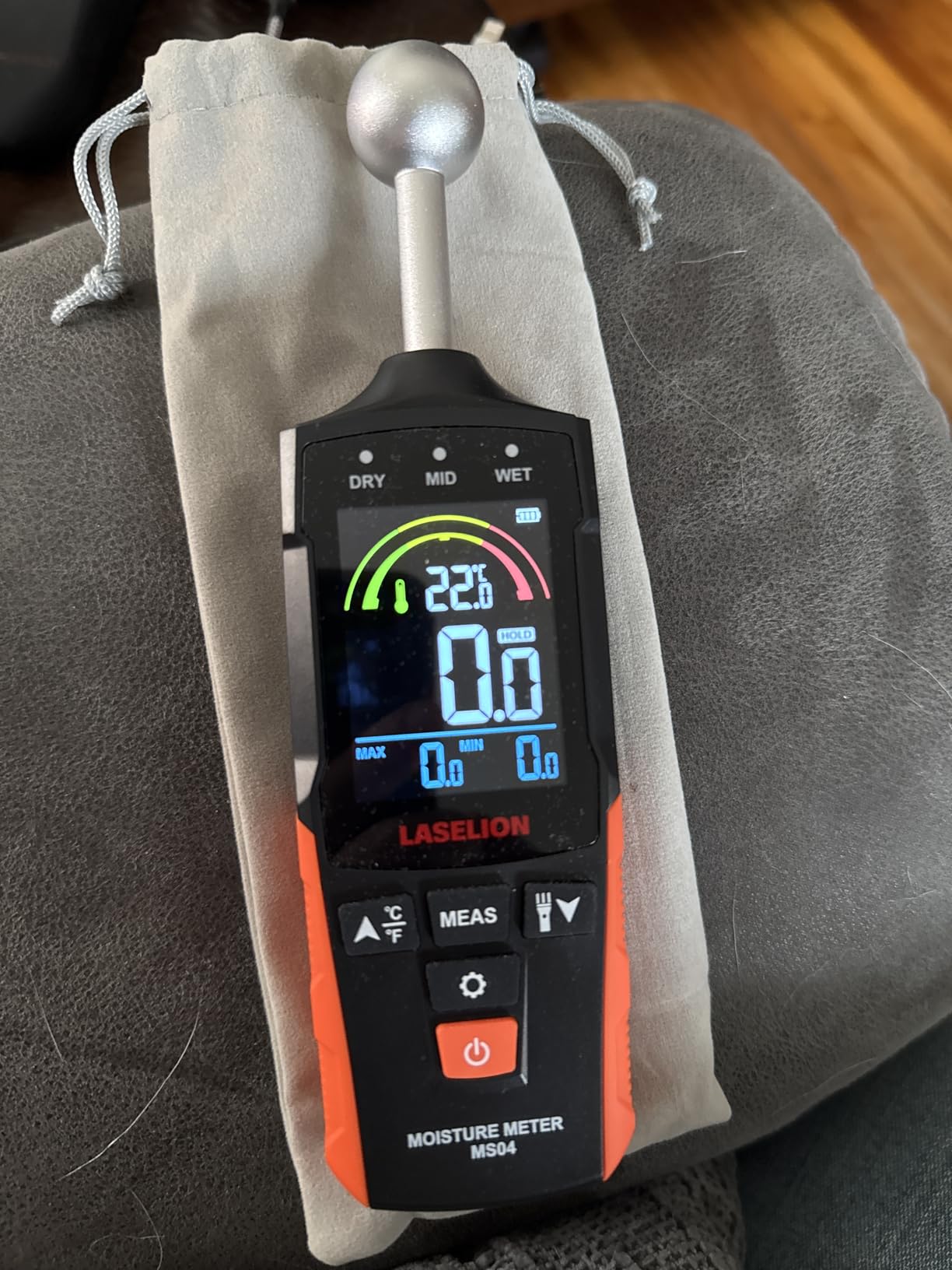 LASELION MS04 Pinless Moisture Meter with Ball Probe for Non-Destructive Area Scans Ideal for Wood Walls and Construction Materials Customizable Humidity Alarms Built-in Flashlight customer photo 2