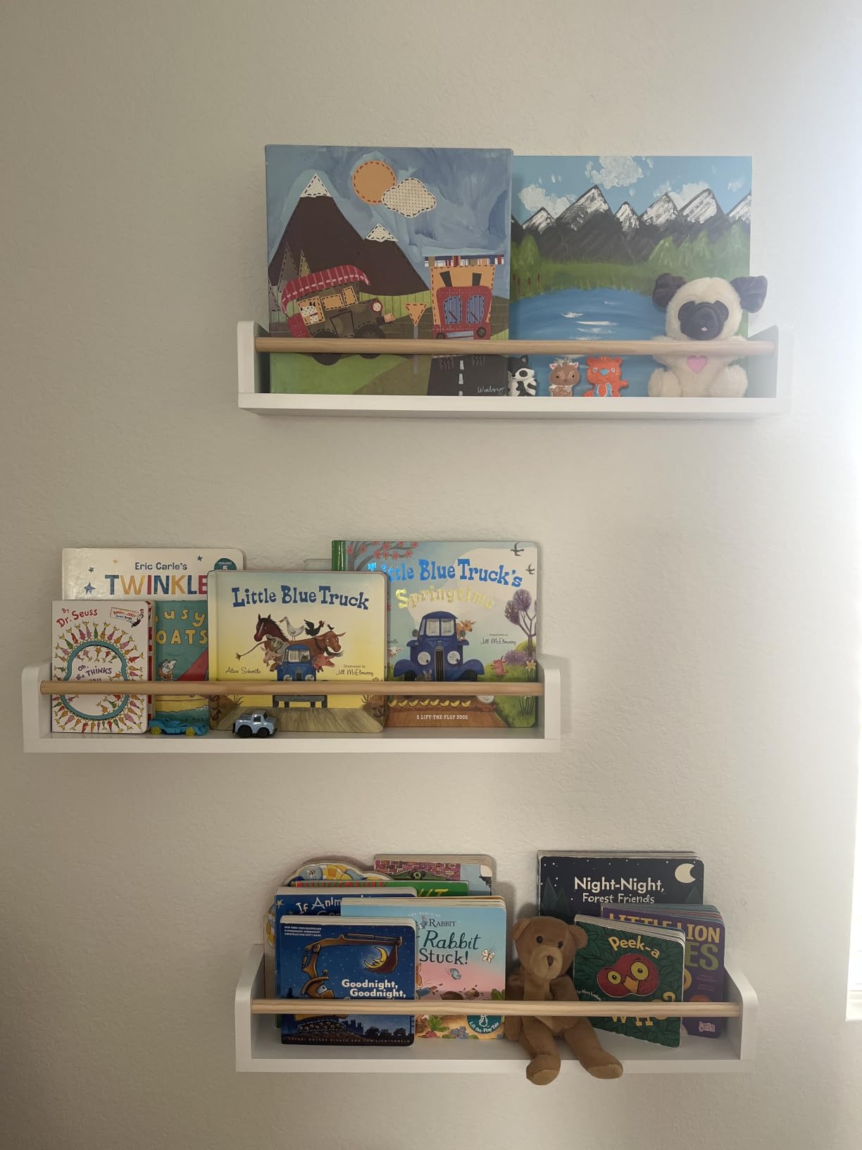 G&W Gruwald Nursery Book Shelves, Set of 3, Hanging Bookshelf, Wall Book Shelves for Bedroom Kids, Floating Shelf for Wall, Nursery Decor customer photo 1