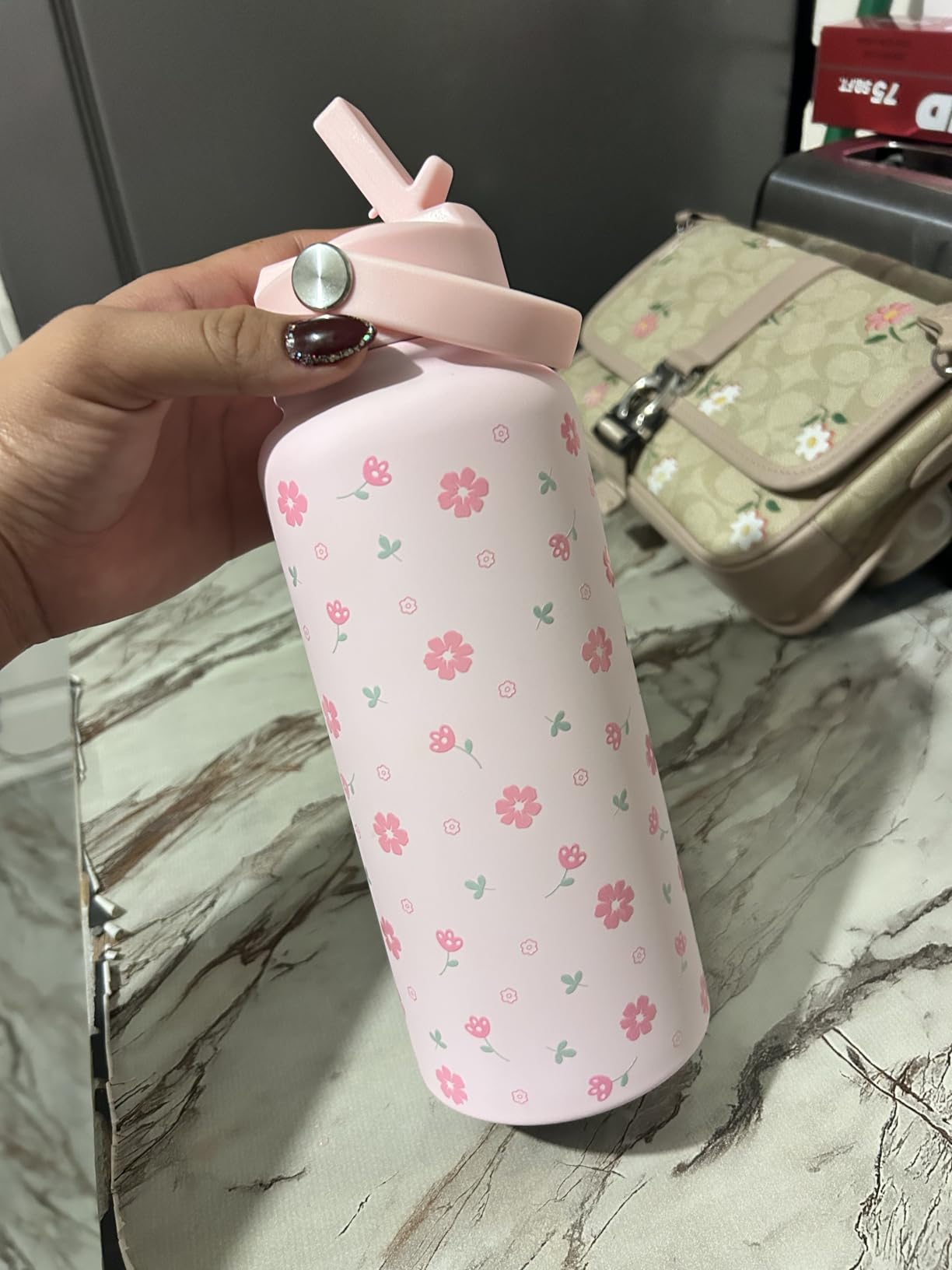 SANDJEST Pickleball Water Bottle 32oz Stainless Steel Insulated Vaccum with Lid, Pickleball Gifts for Pickleball Players, Pickleball Lovers, Women Girls Ladies customer photo 2