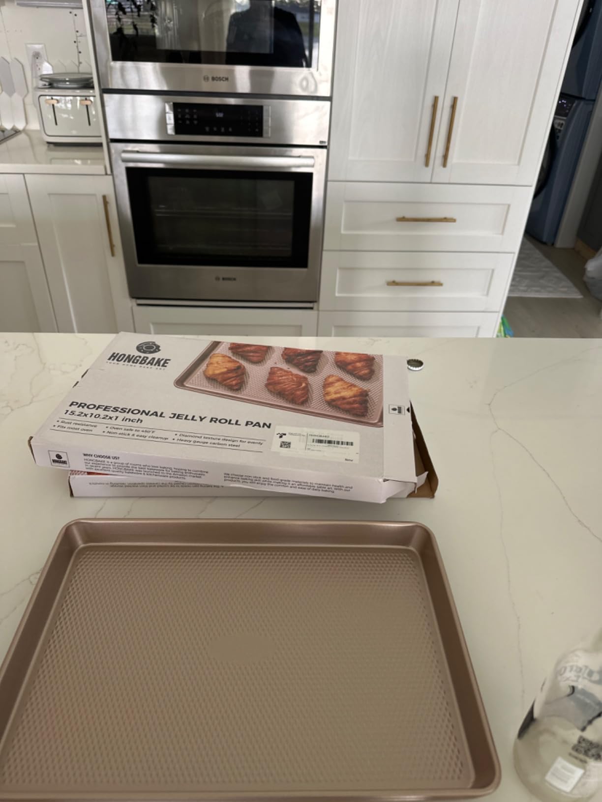 HONGBAKE 2 Pack Half Sheet Pan Set, 1/2 Cookie Sheets for Baking with Diamond Texture, 17.5