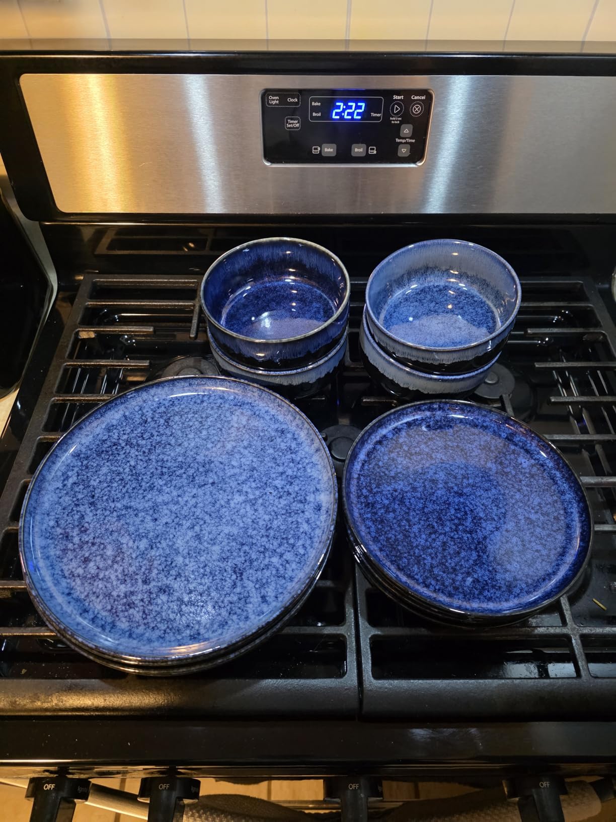 vancasso PLAYA Plates and Bowls Sets, 12 Pieces Grey-Blue Dinnerware Sets for Kitchen, Reactive Glaze Dishes Set for 4, Dishwasher and Microwave Safe customer photo 2
