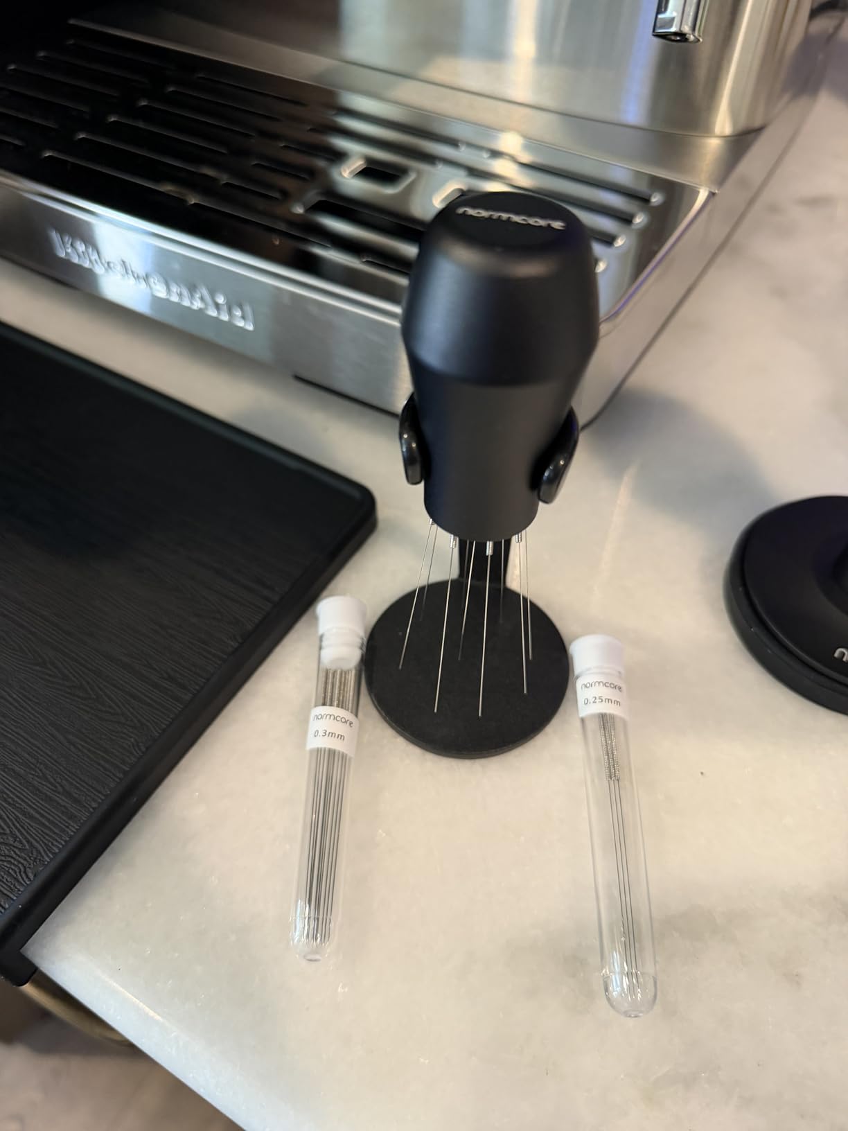 Normcore WDT Distribution Tool with Stand V3, Weiss Distribution Technique, 9 Prong Needle Espresso Stirrer, American Walnut Wood Handle customer photo 2