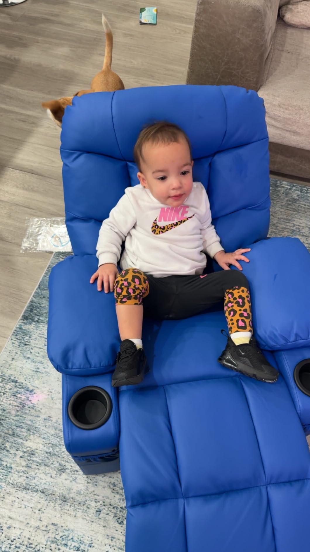 Kids Recliner Chair Velvet Reclining Toddler Push Back Big Sofa Ages 3-12 customer photo 1