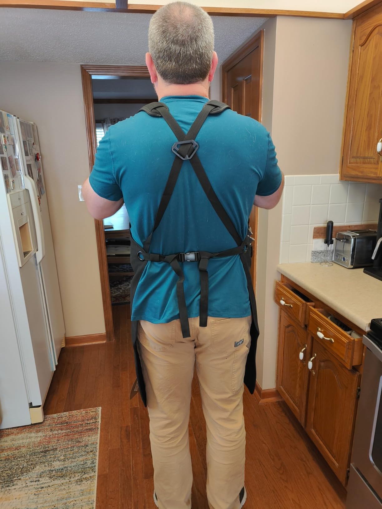 NoCry Woodworking Apron for Men — Reinforced Pockets with Metal Rivets, Magnetic Holder & Leather Tool Loops — Shop Aprons for Men with Cross-Back Straps, Non-Slip Shoulder Pads & Quick-Release Buckle customer photo 1
