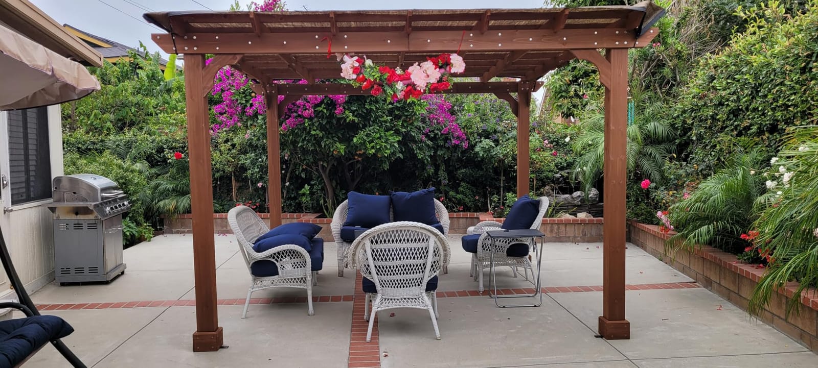 BlueWish 10' x 12' Patio Pergola, Cedar Wood Pergolas with Solid Structure, Pergola Kits, Outdoor Pergolas and Gazebos with Slatted Trellis Roof for Deck Backyard Grill Party Garden customer photo 1